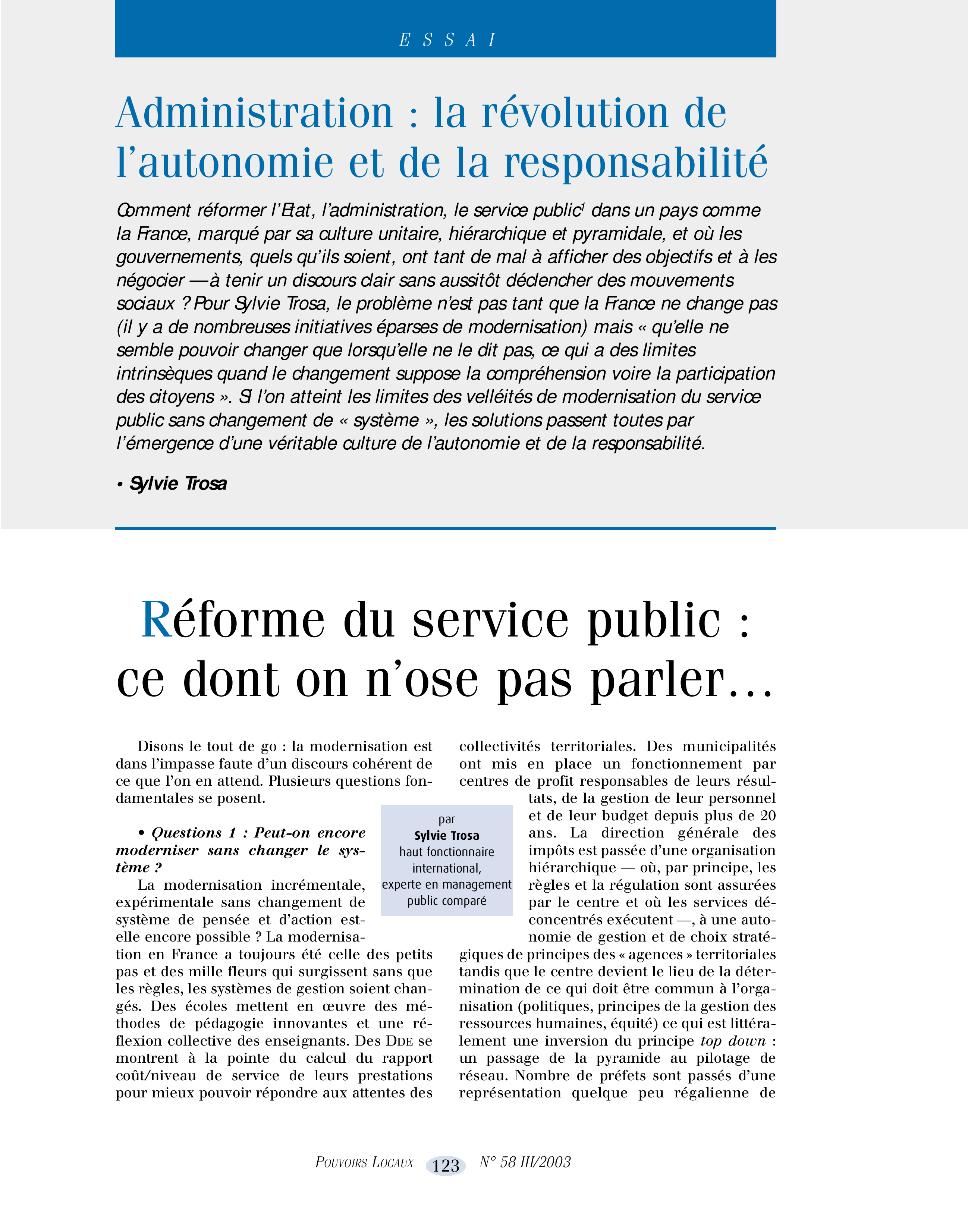 Article : Réforme du service public : ce dont on n’ose pas parler