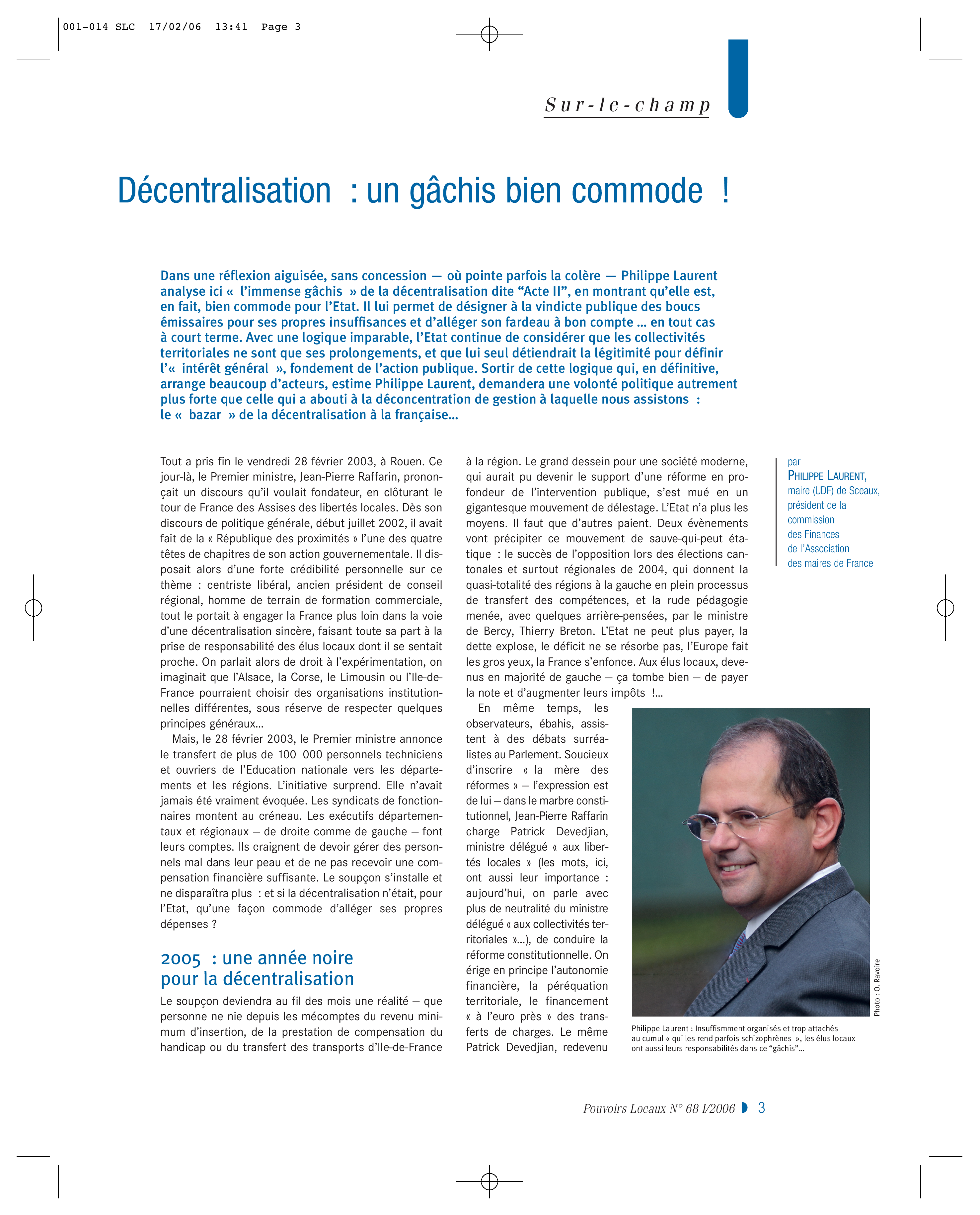 Article : Décentralisation : un gâchis bien commode ! 