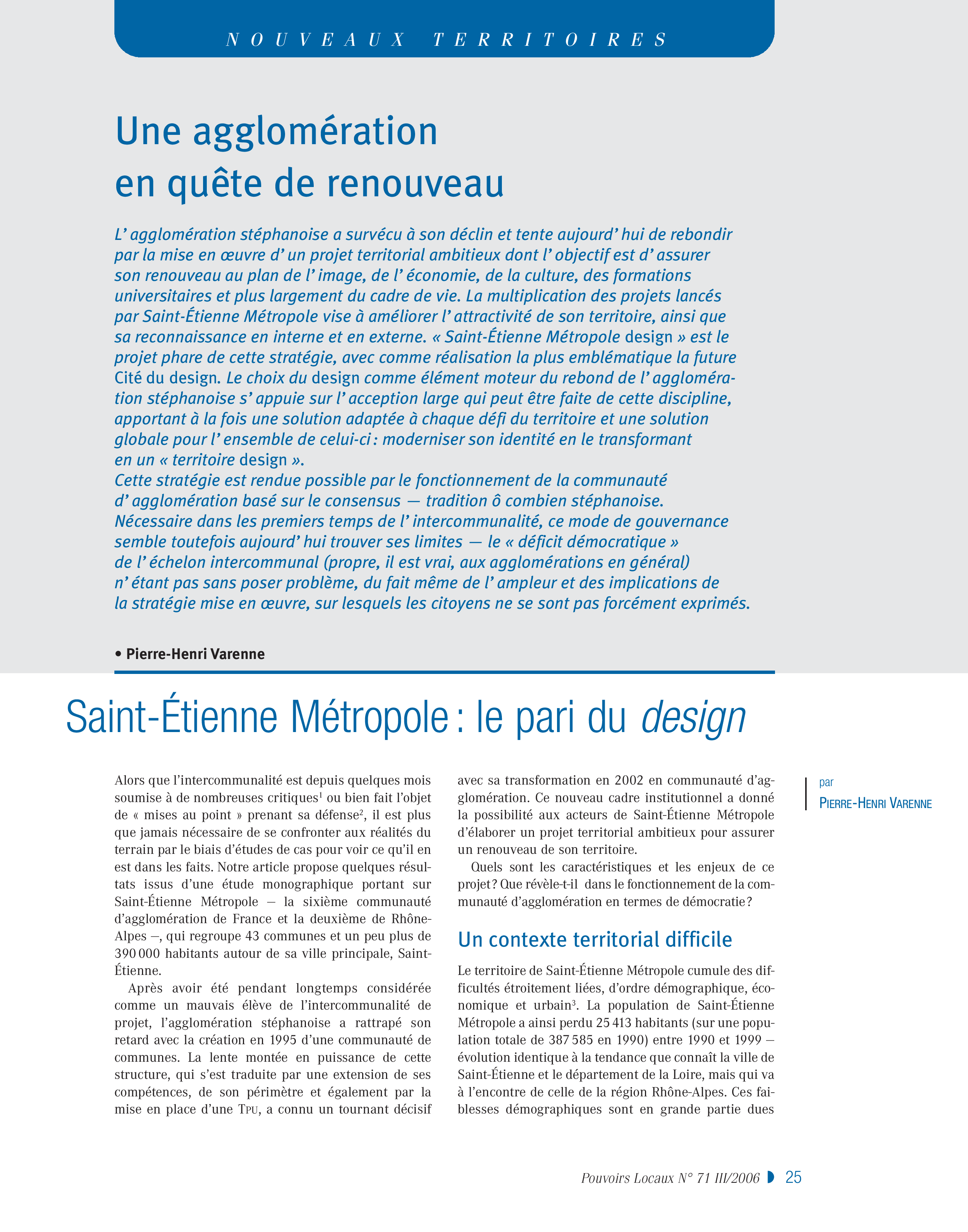 Article : Saint-Etienne Métropole : le pari du design 