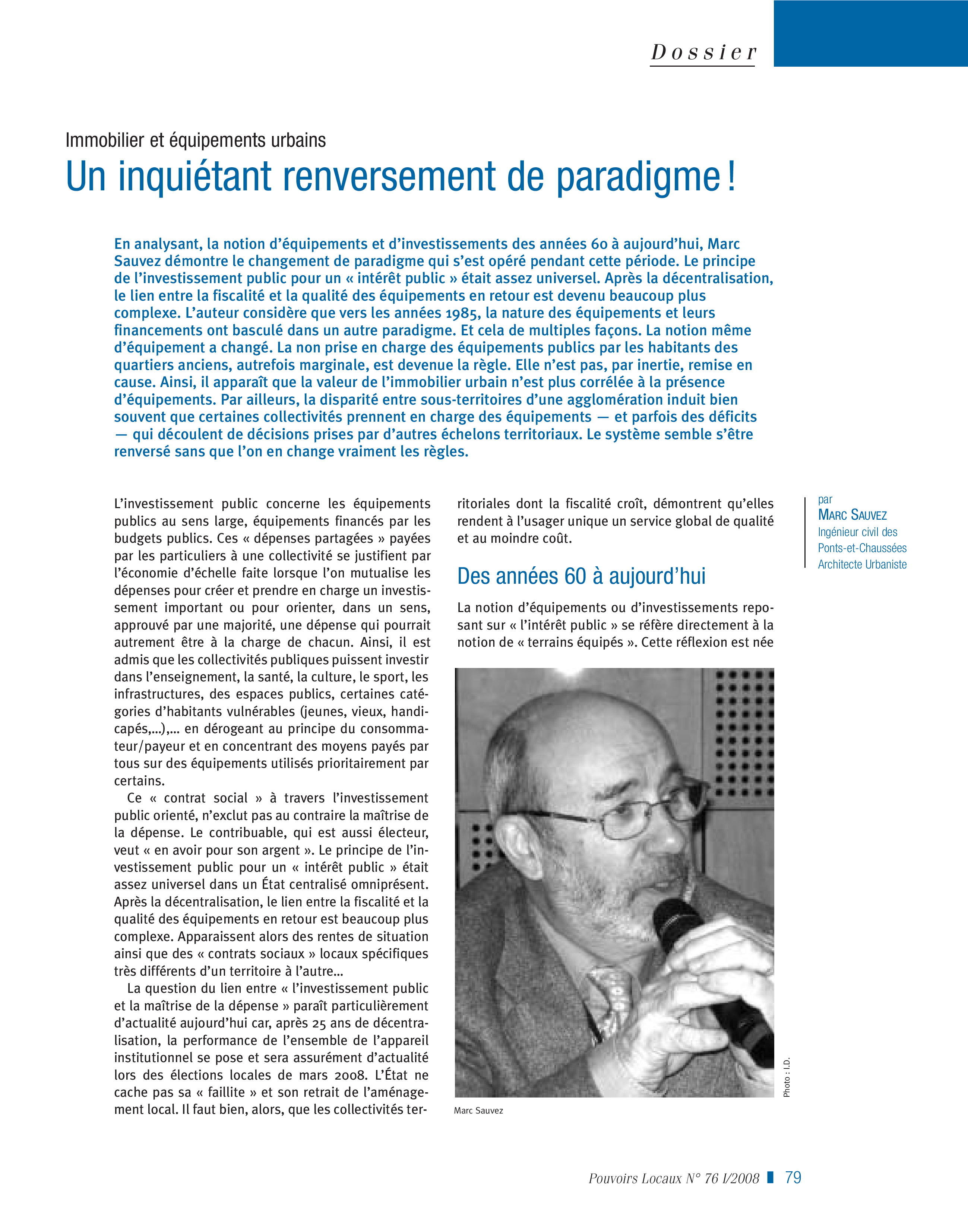 Article : Immobilier et équipement urbains : un inquiétant renversement de paradigme