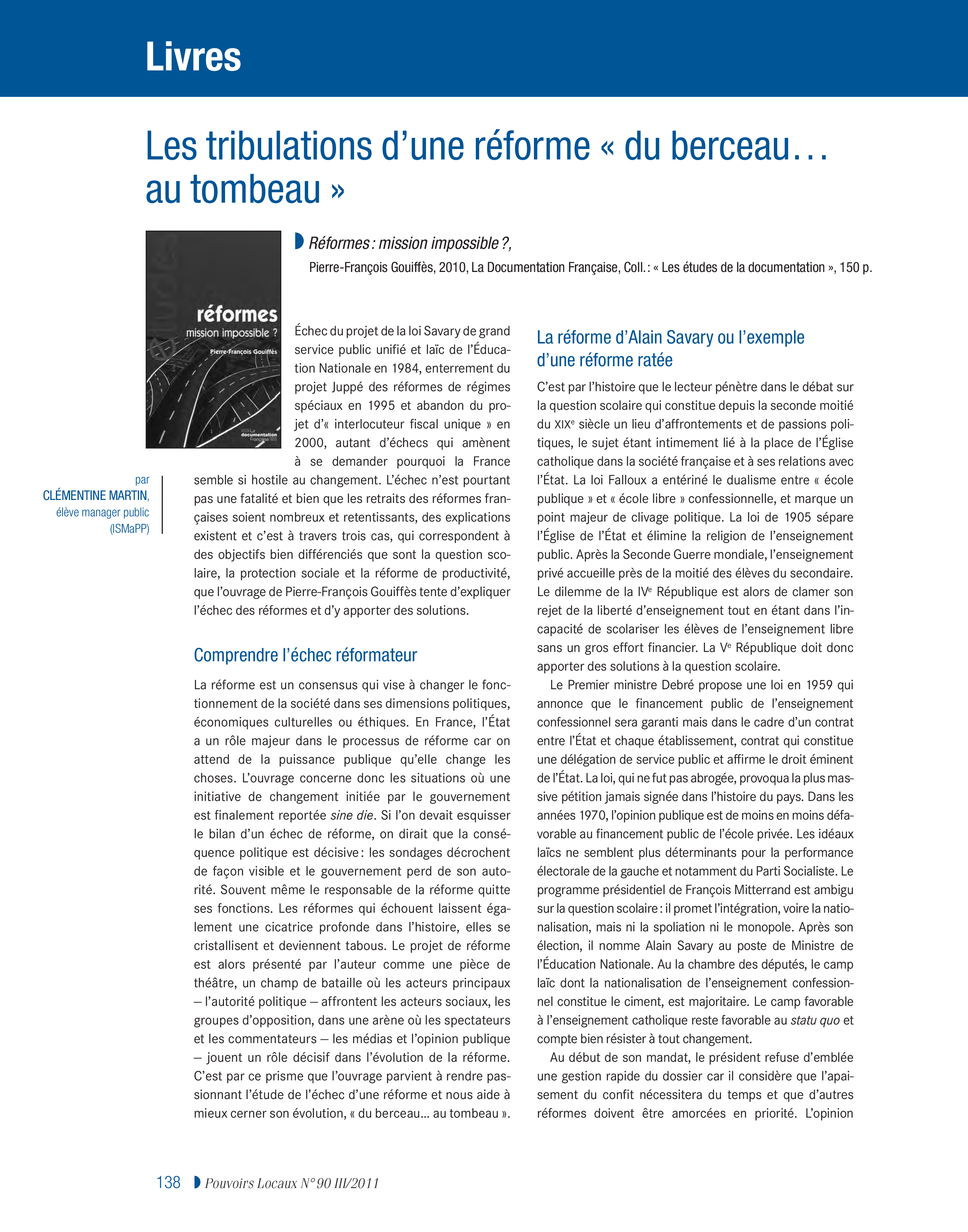 Article : Les tribulations d’une réforme « du berceau... au tombeau »