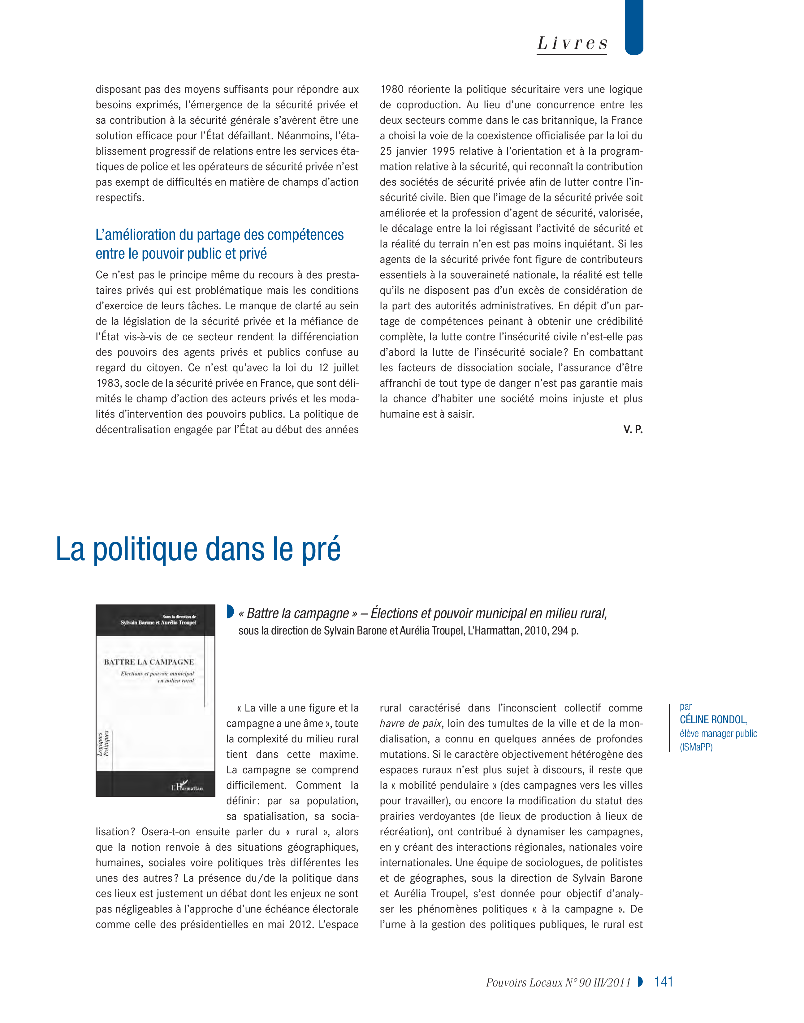 Article : La politique dans le pré