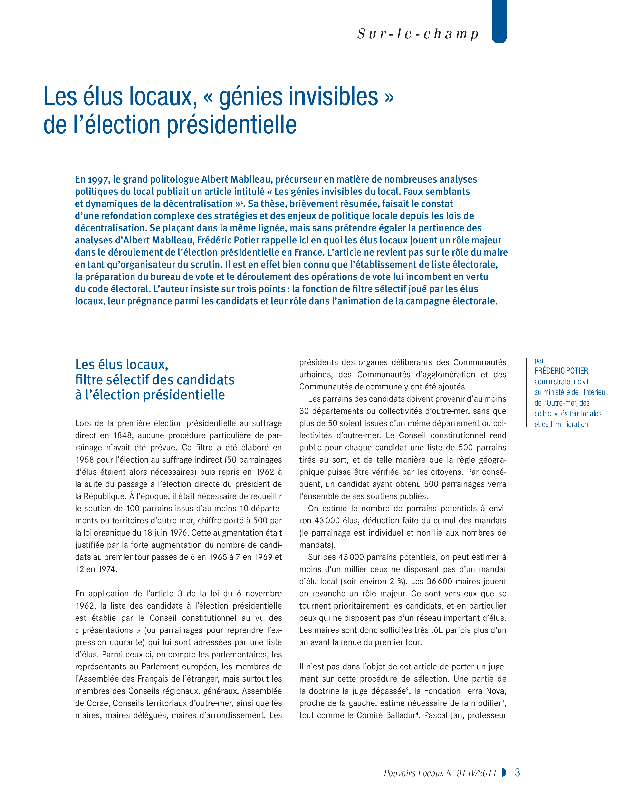 Article : Les élus locaux, « génies invisibles » de l’élection présidentielle