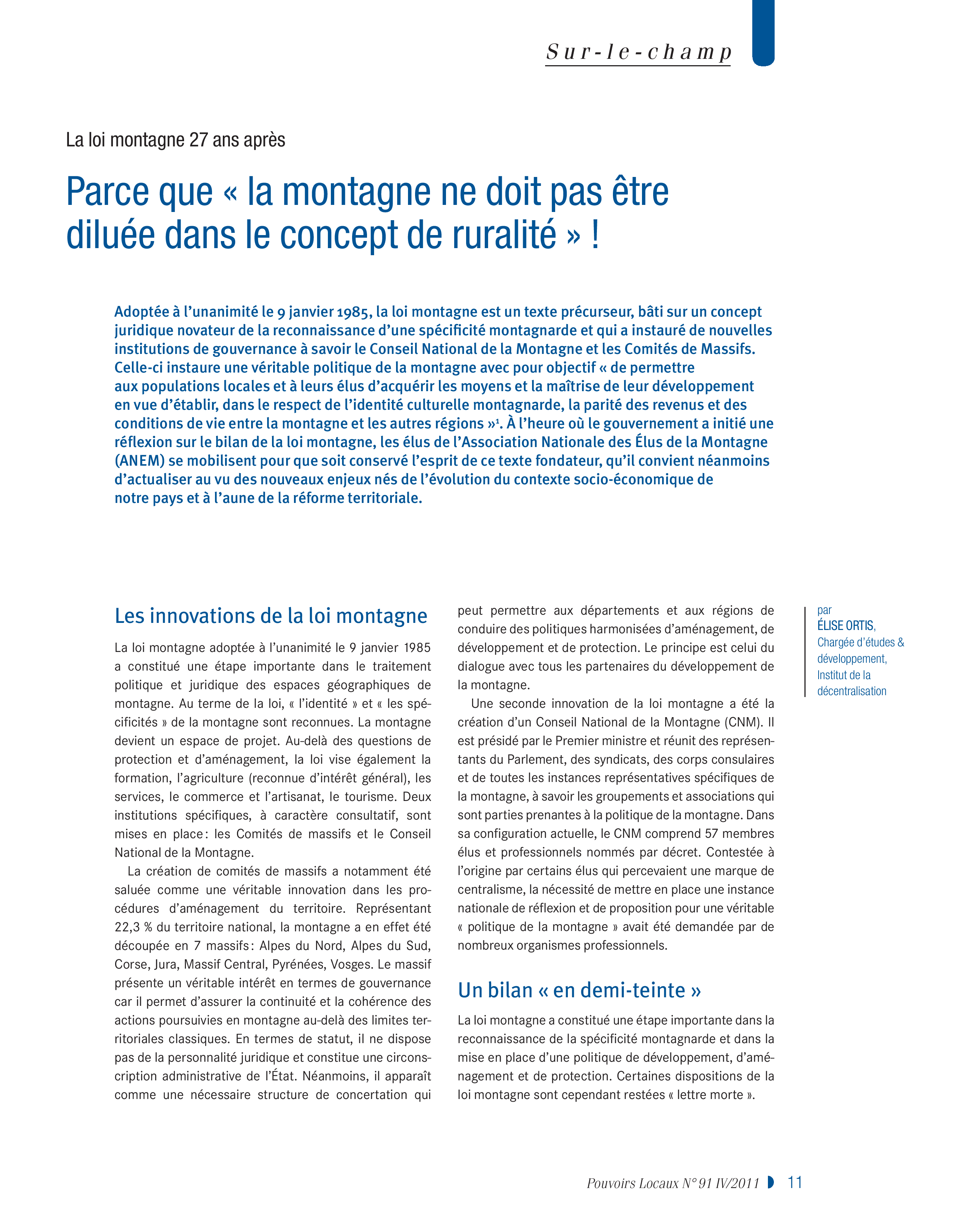 Article : Parce que « la montagne ne doit pas être diluée dans le concept de ruralité ! »