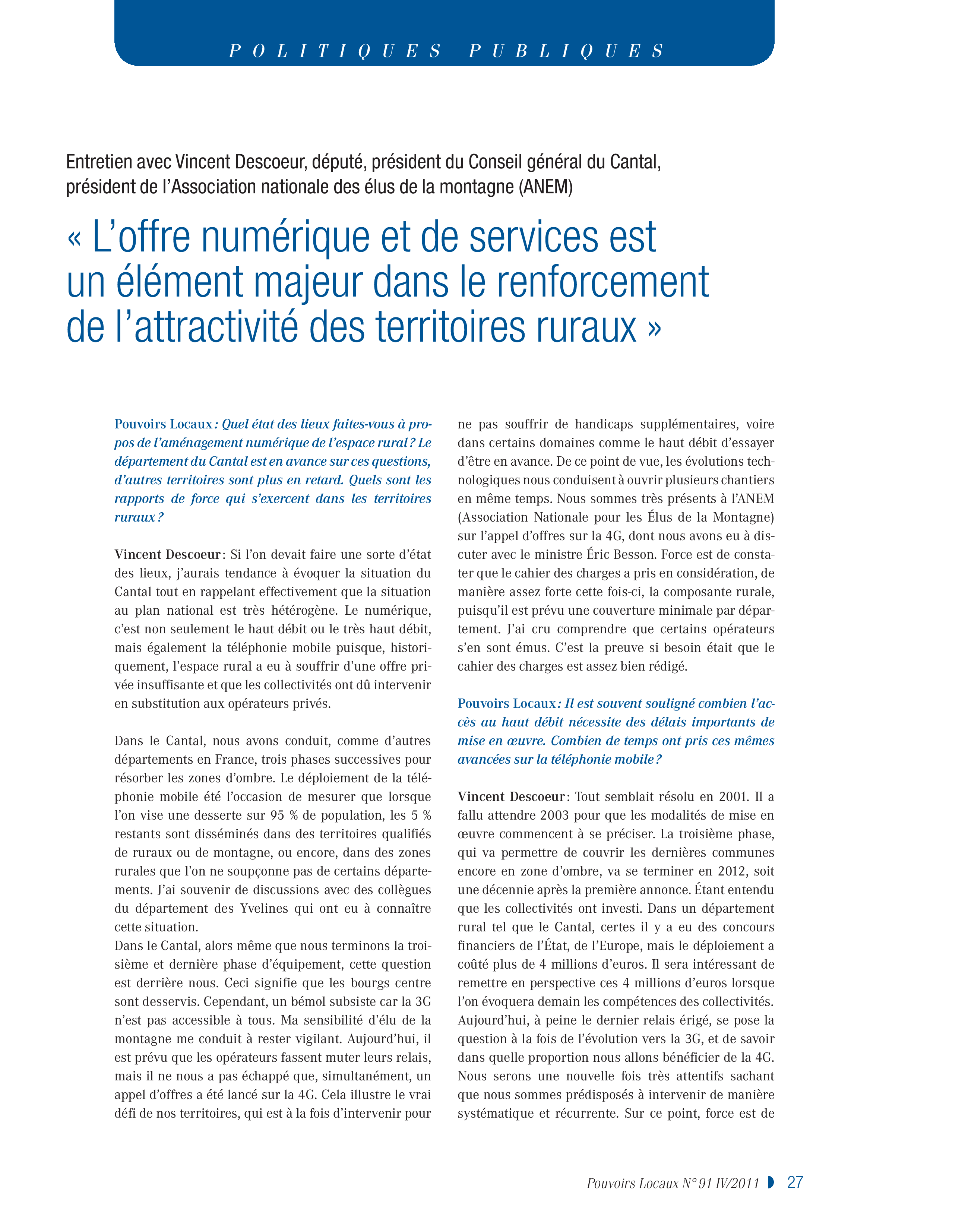 Article : Entretien avec Vincent Descoeur