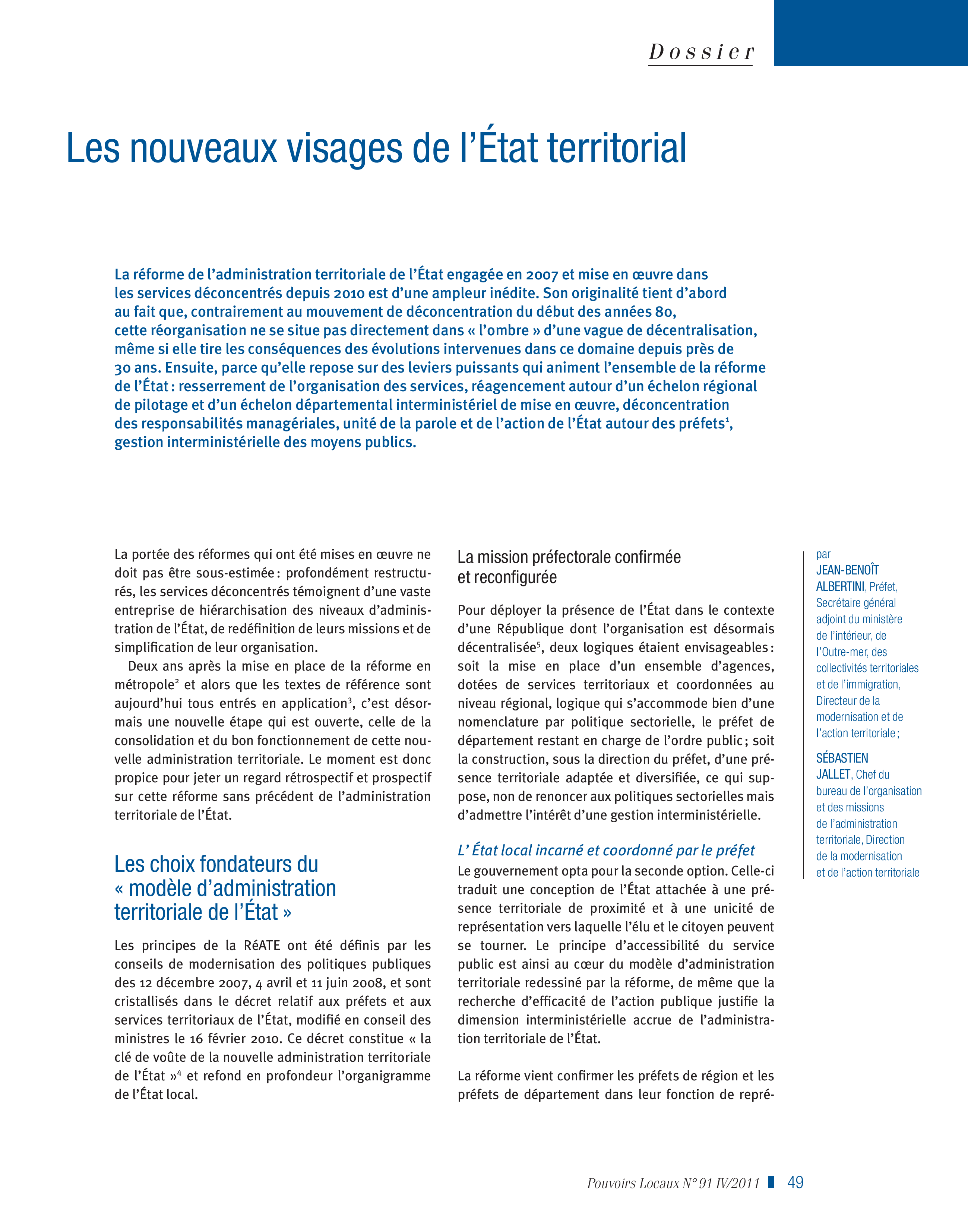 Article : Les nouveaux visages de l’Etat territorial