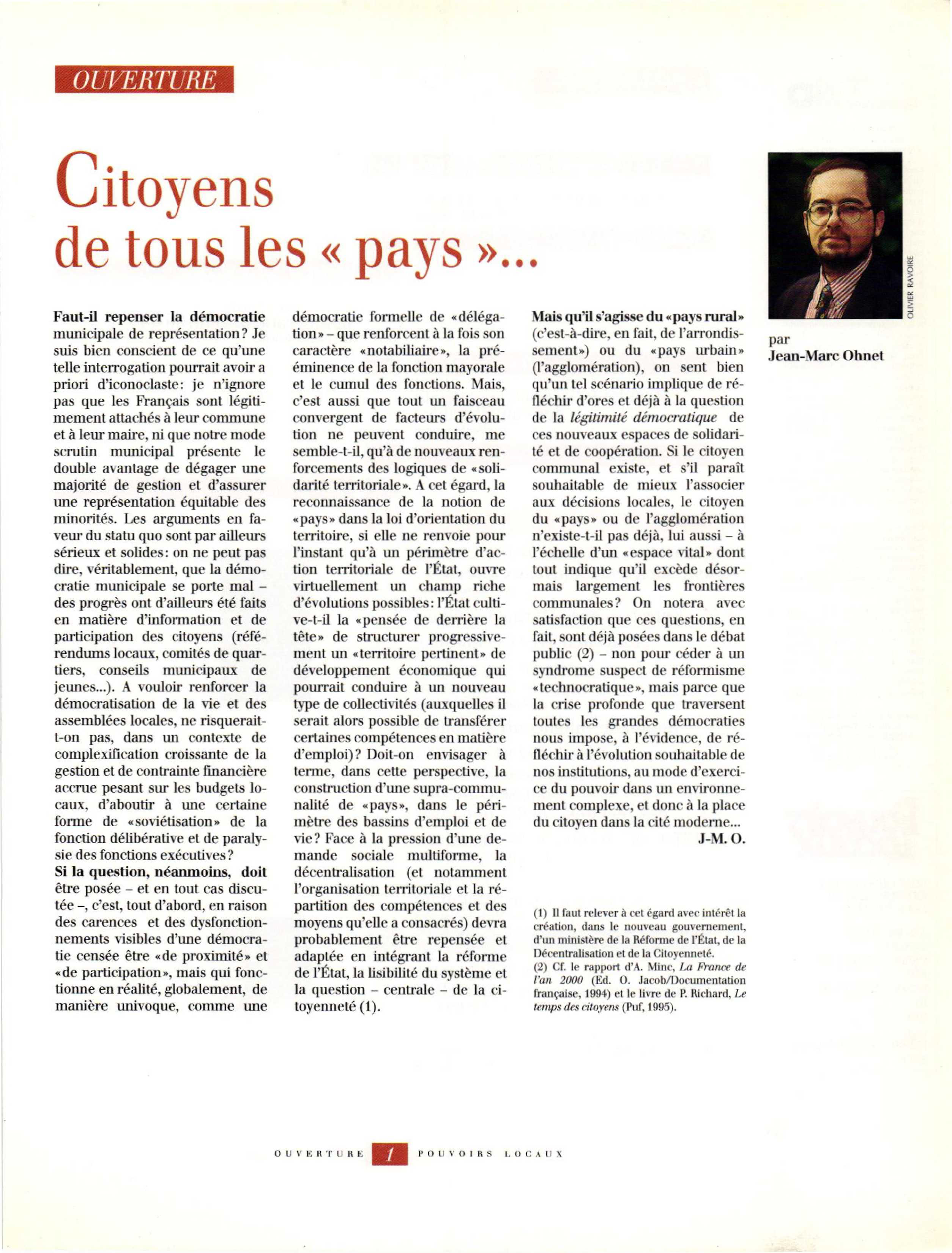 Article : Citoyens de tous les « pays »...
