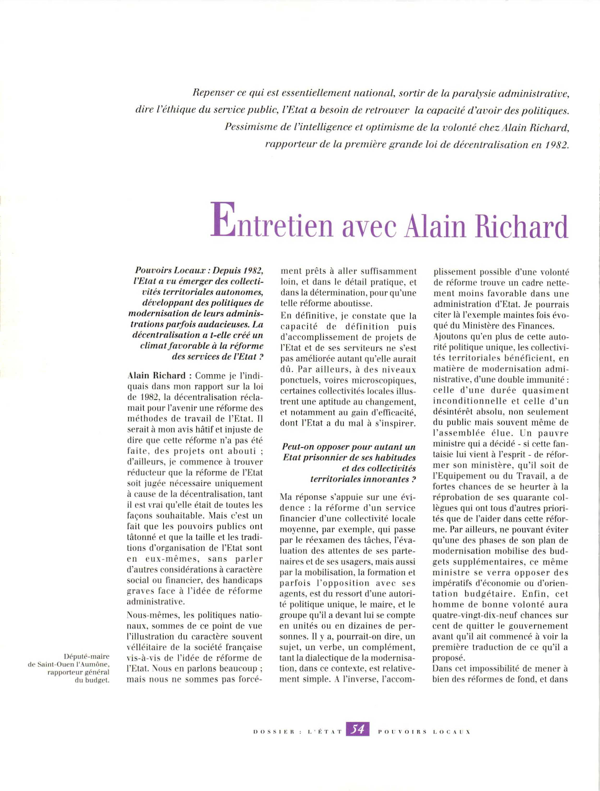 Article : Entretien avec Richard A, retrouver le sens et le respect de la règle, ajuster le couple du juge et de l’administrateur