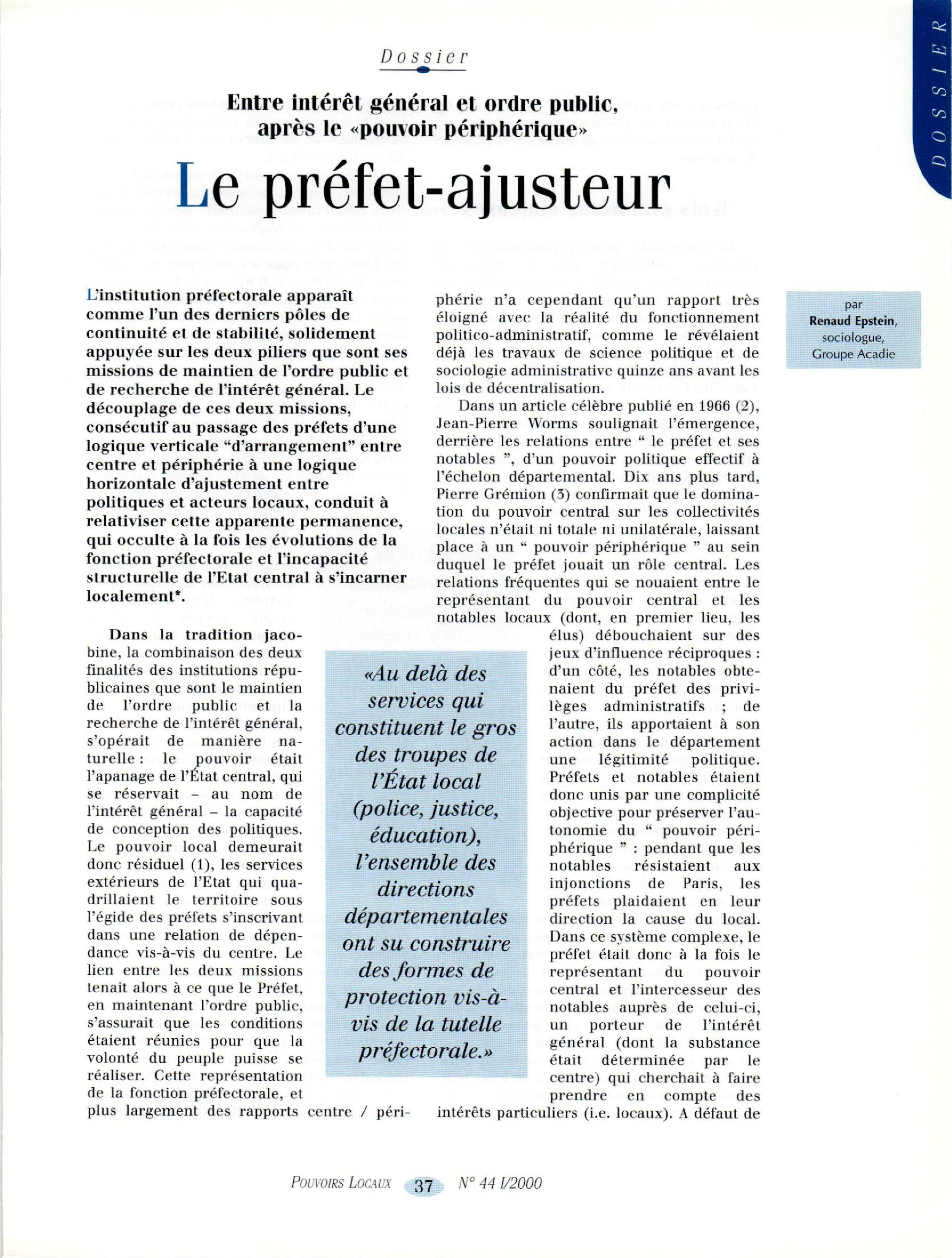 Article : Entre intérêt général et ordre public : le préfet ajusteur