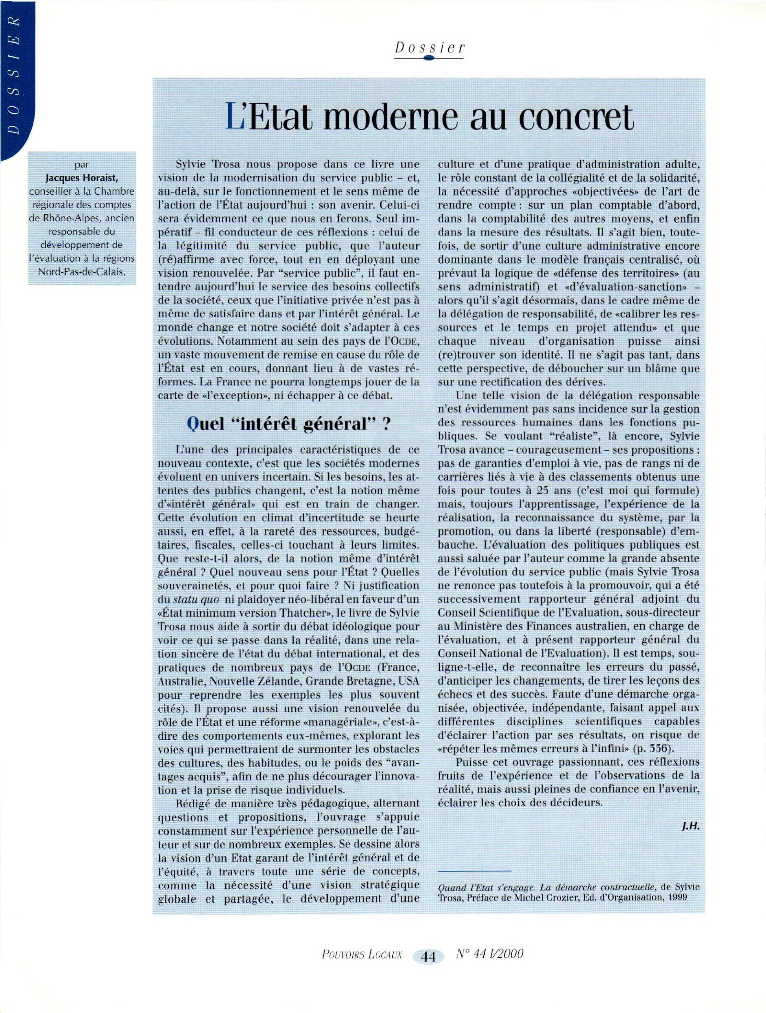 Article :  L’Etat moderne au concret