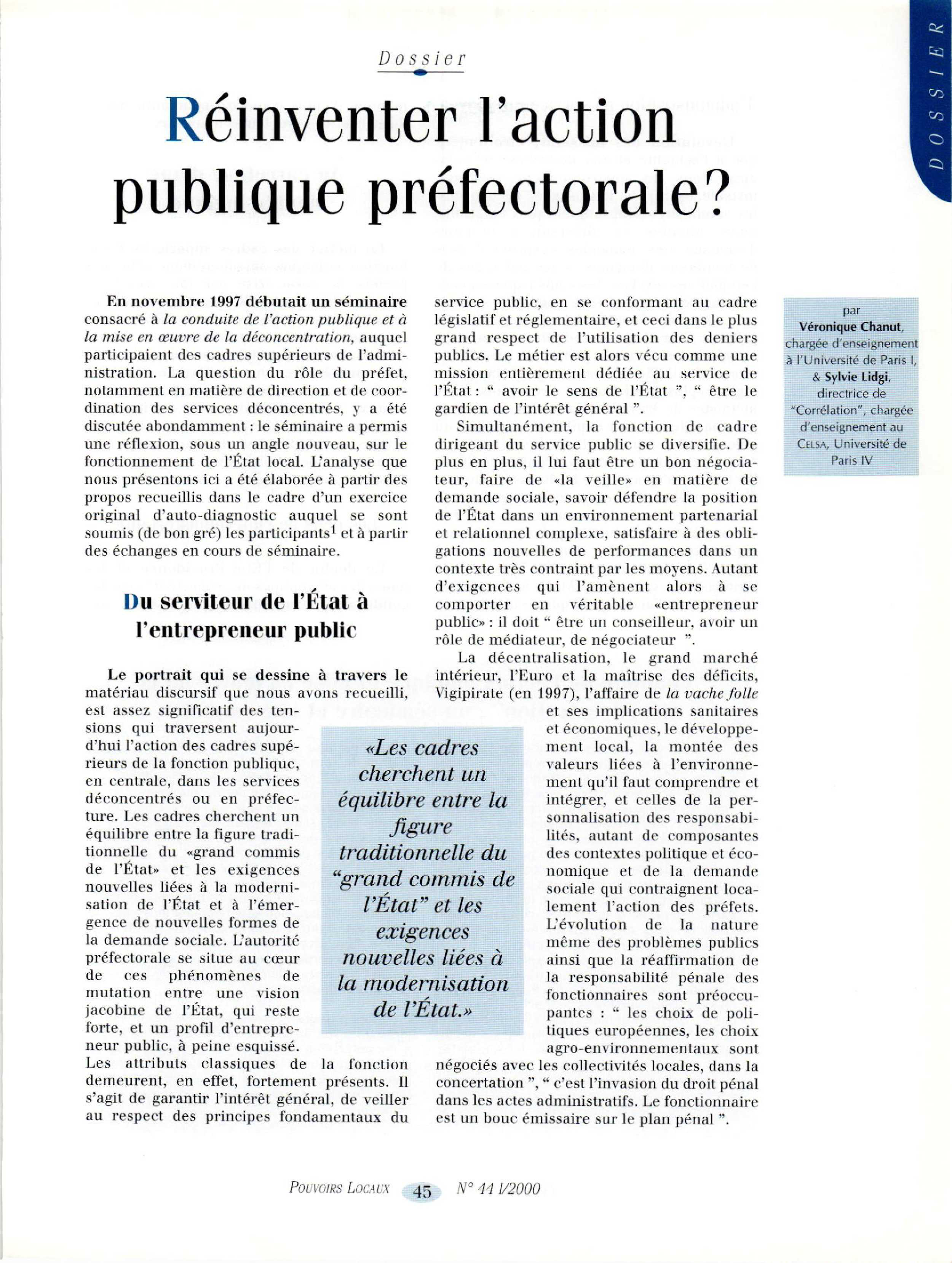 Article : Réinventer l’action publique préfectorale