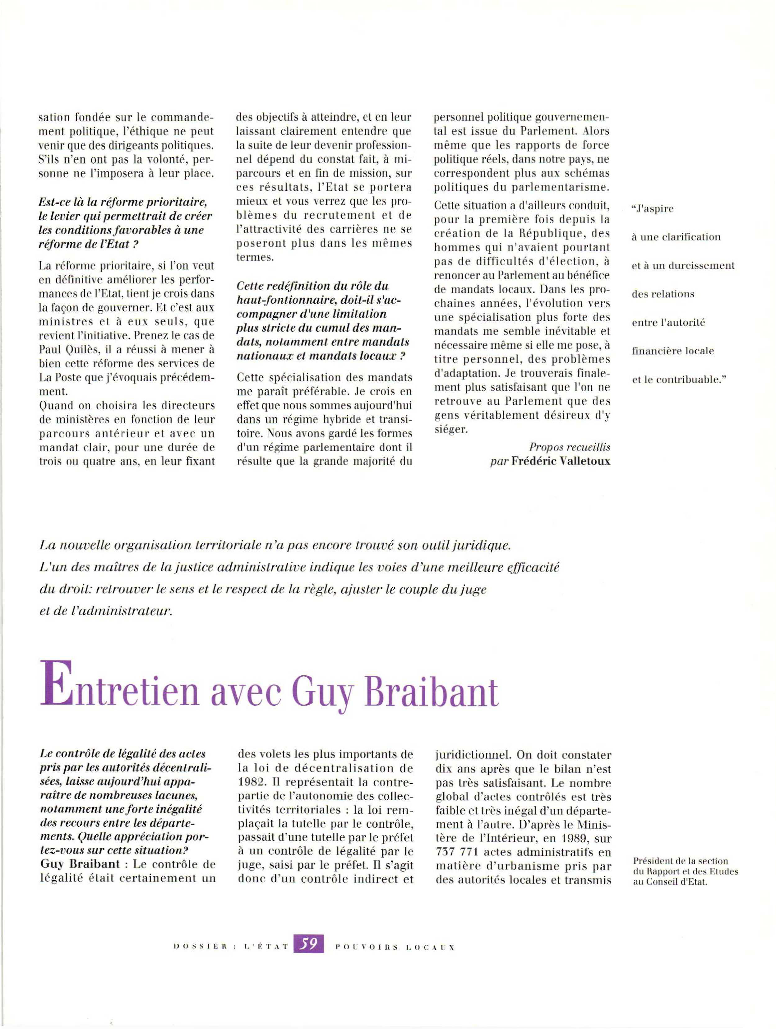 Article : Entretien avec Braibant G.