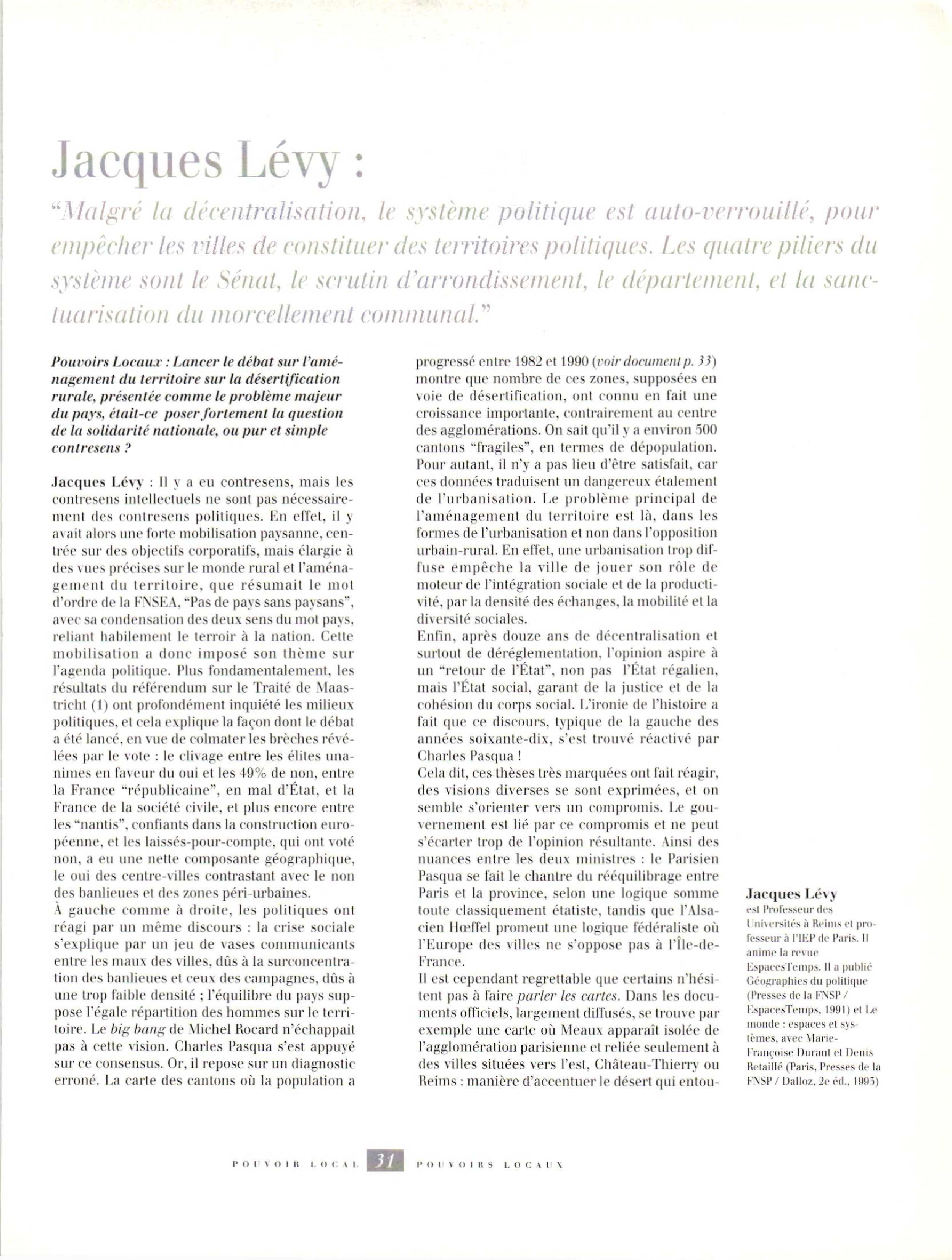 Article : Entretien avec Lévy J.