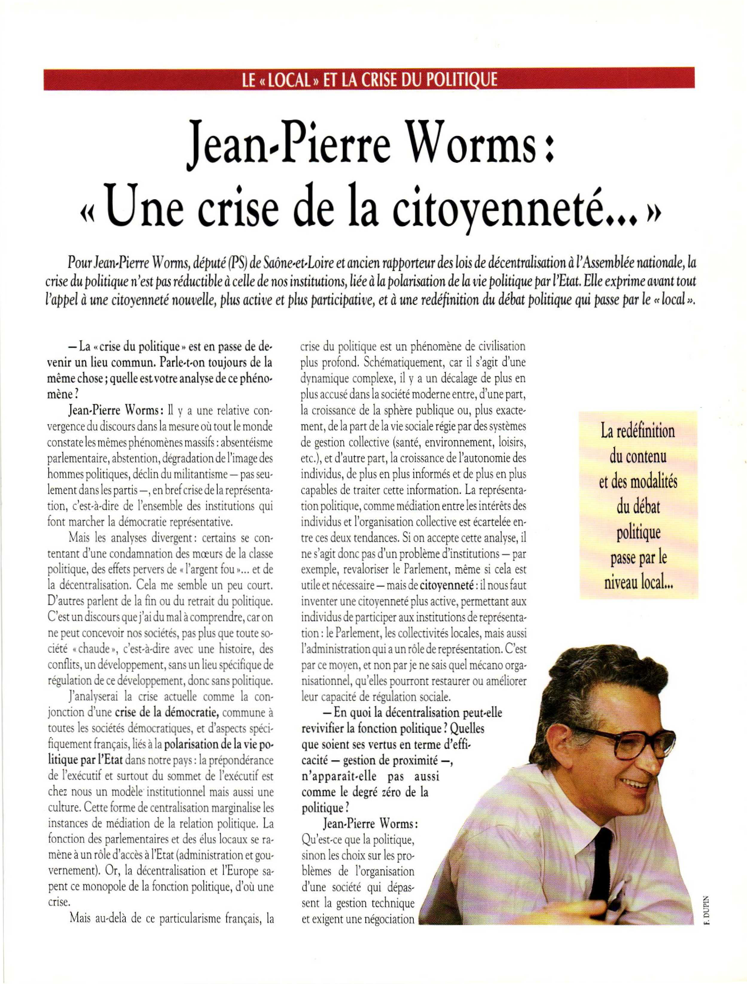Article : Entretien avec Worms J.-P.
