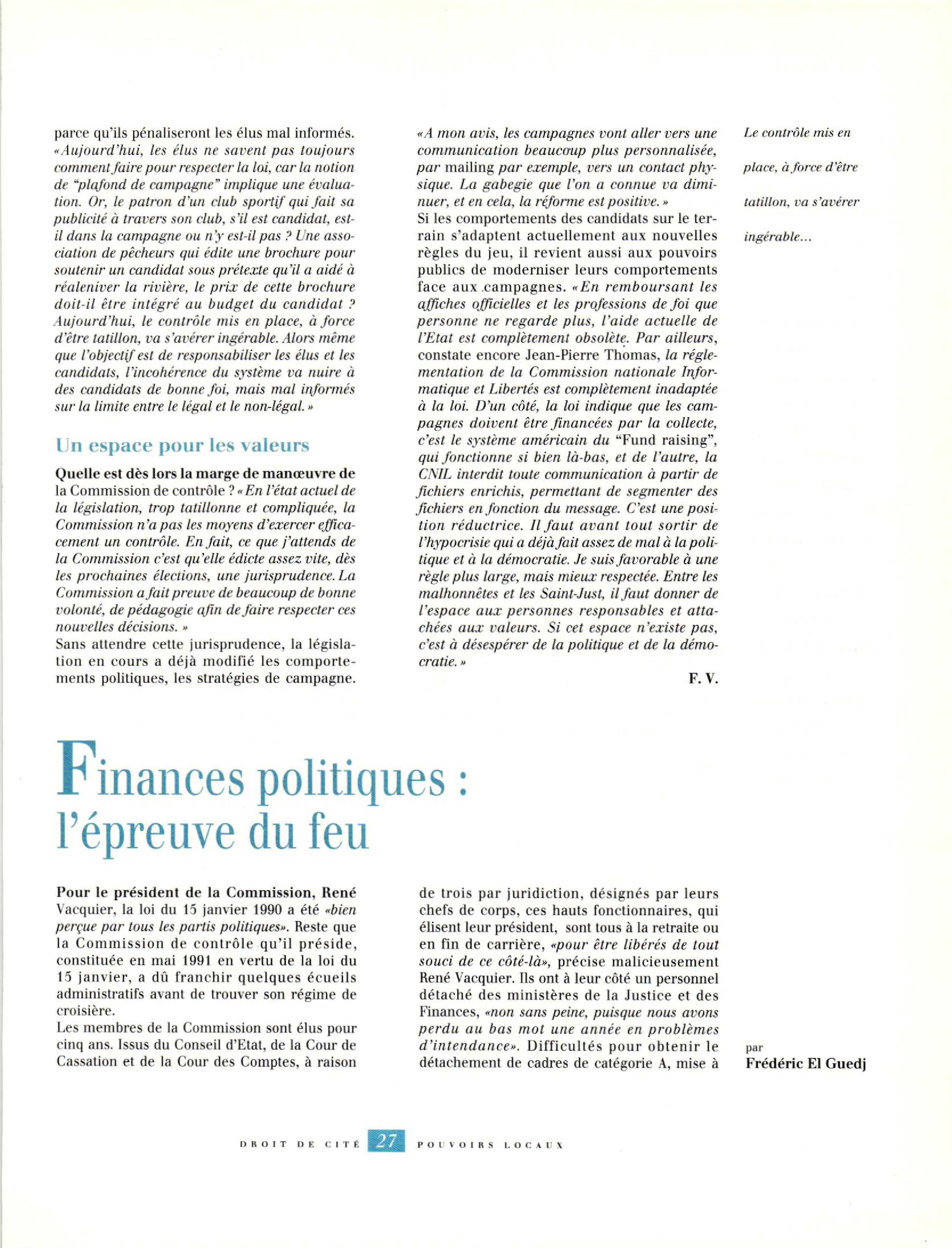 Article : Finances politiques : l’épreuve du feu
