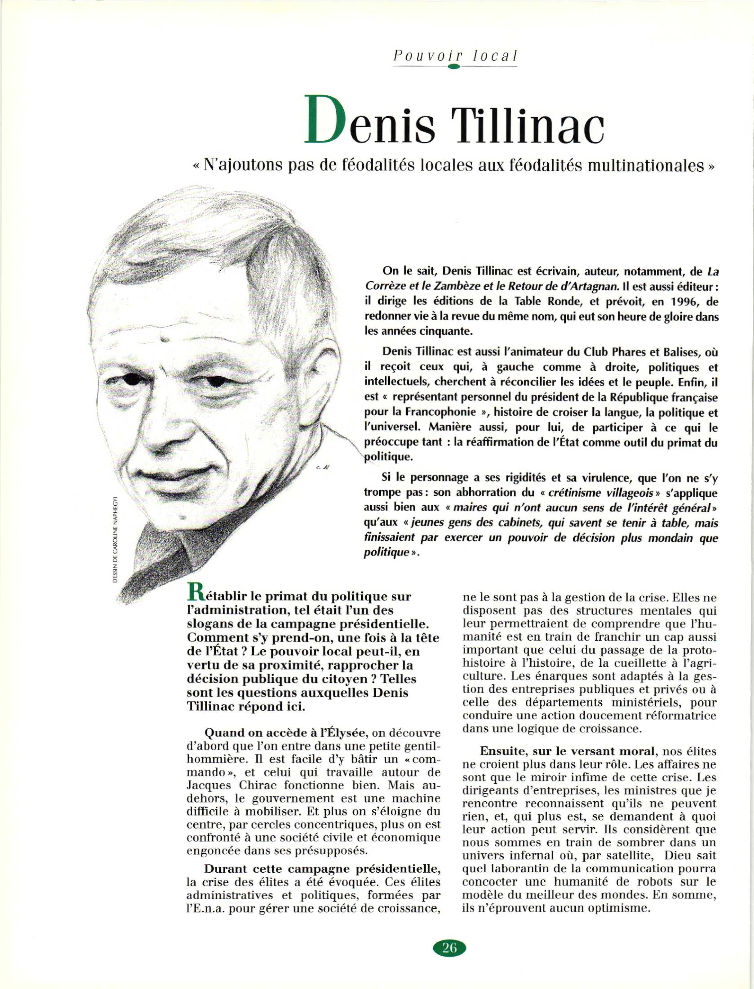 Article : Entretien avec Tillinac D.