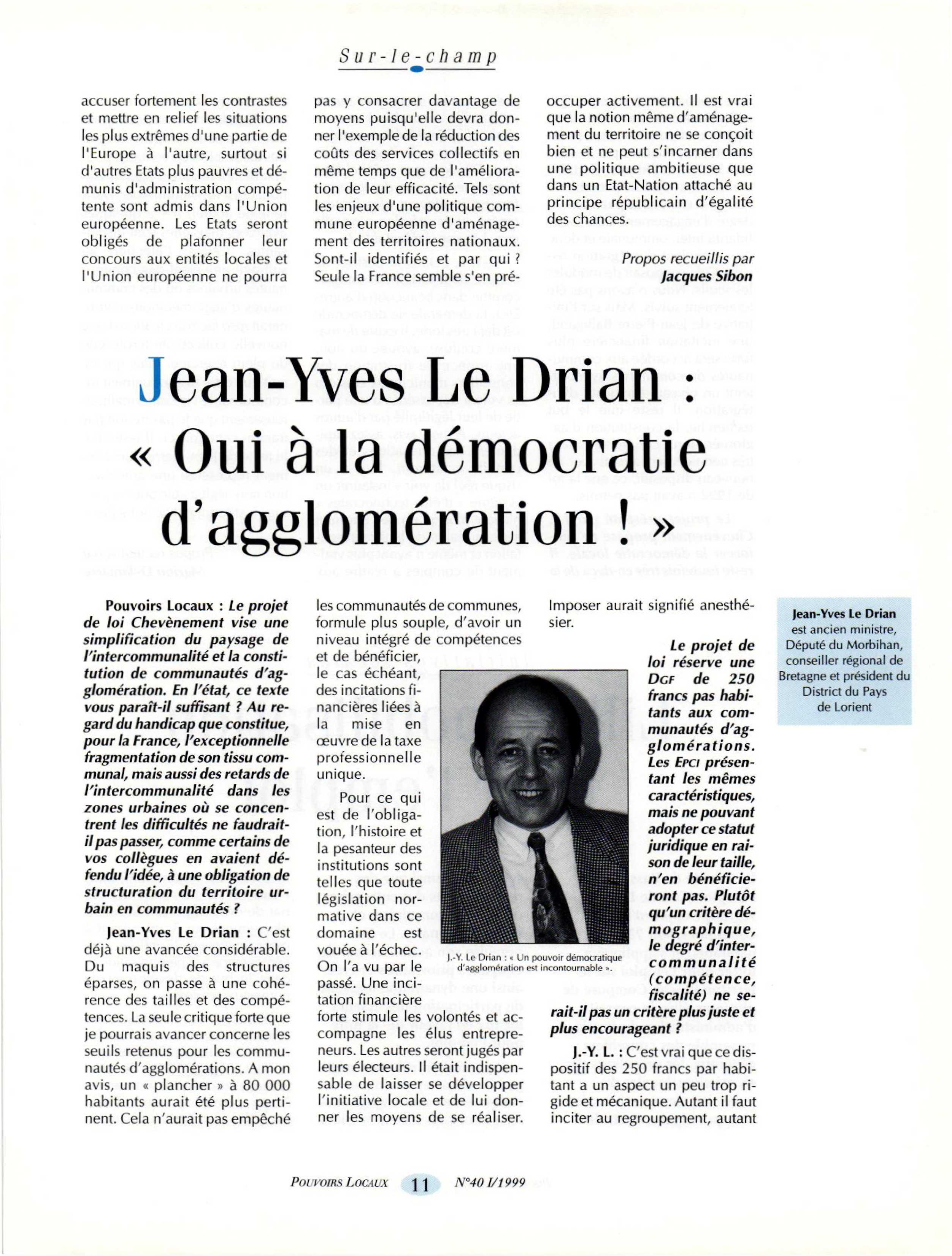 Article : Entretien avec Jean-Yves Le Drian