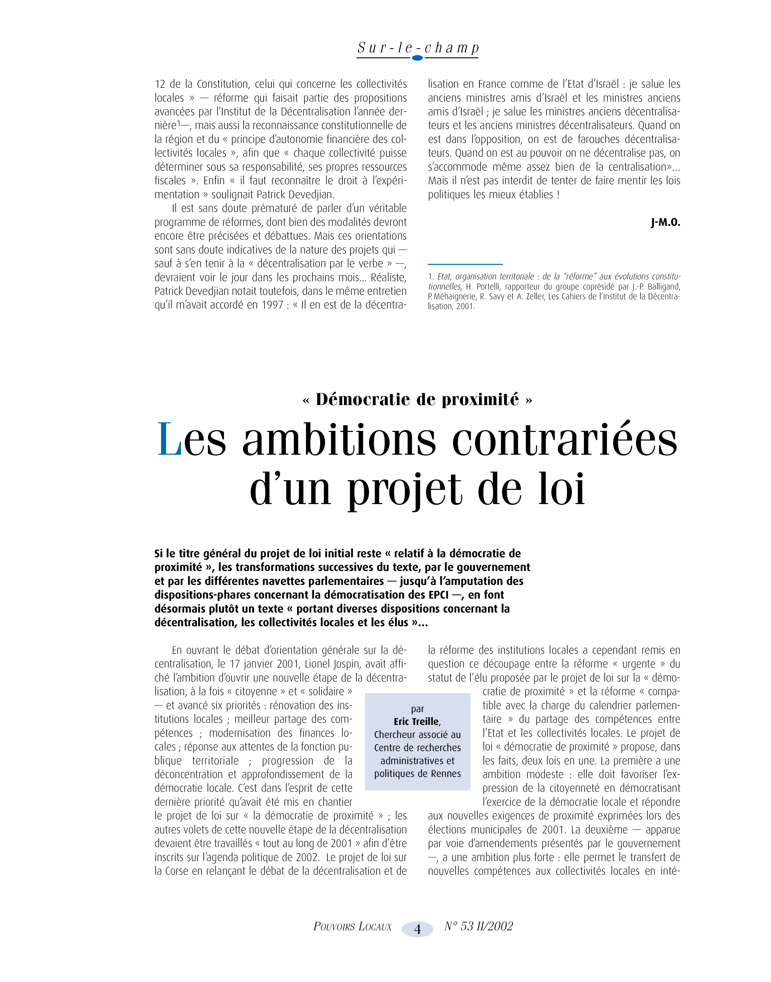 Article : Démocratie de proximité : les ambitions contrariées d’un projet de loi