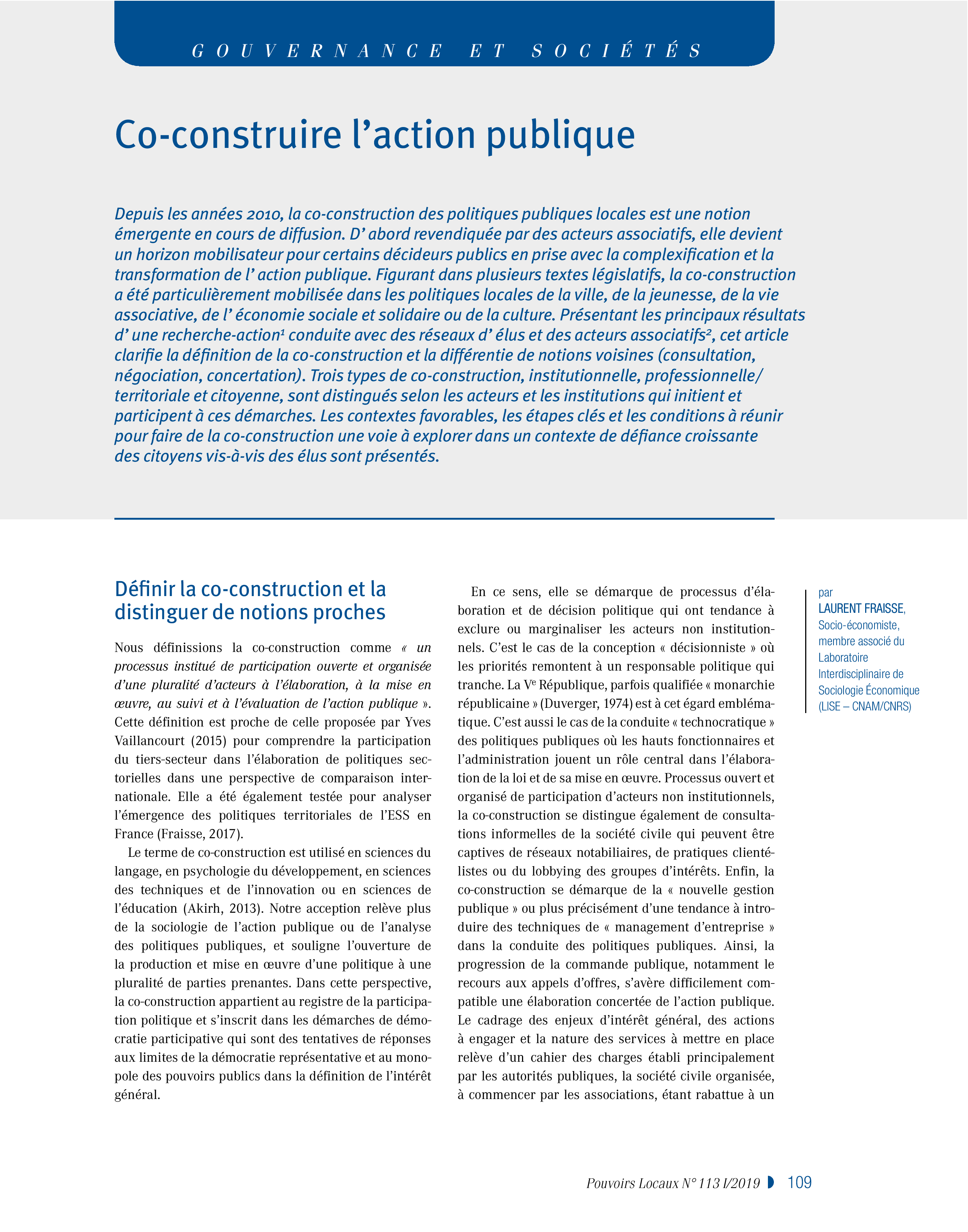 Article : Co-construire l’action publique