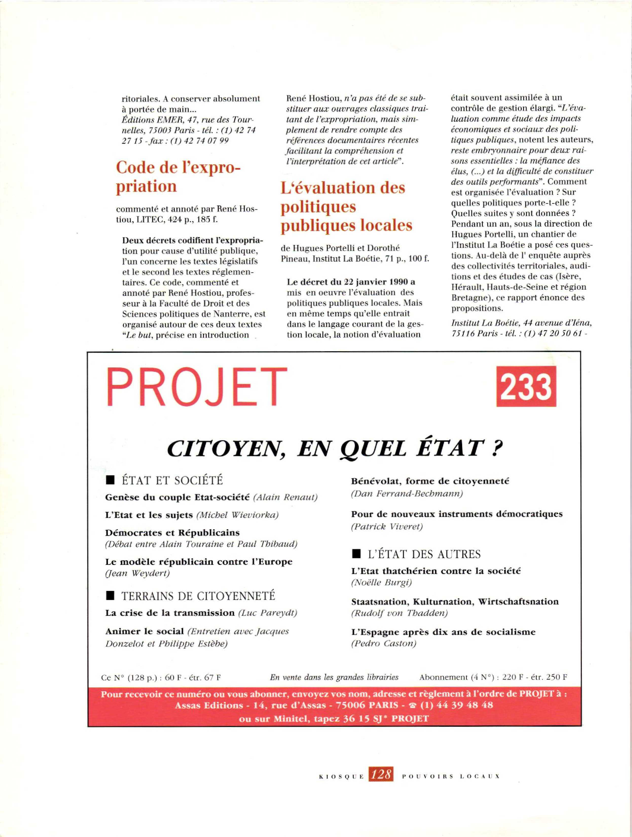 Article : L’évaluation des politiques publiques locales