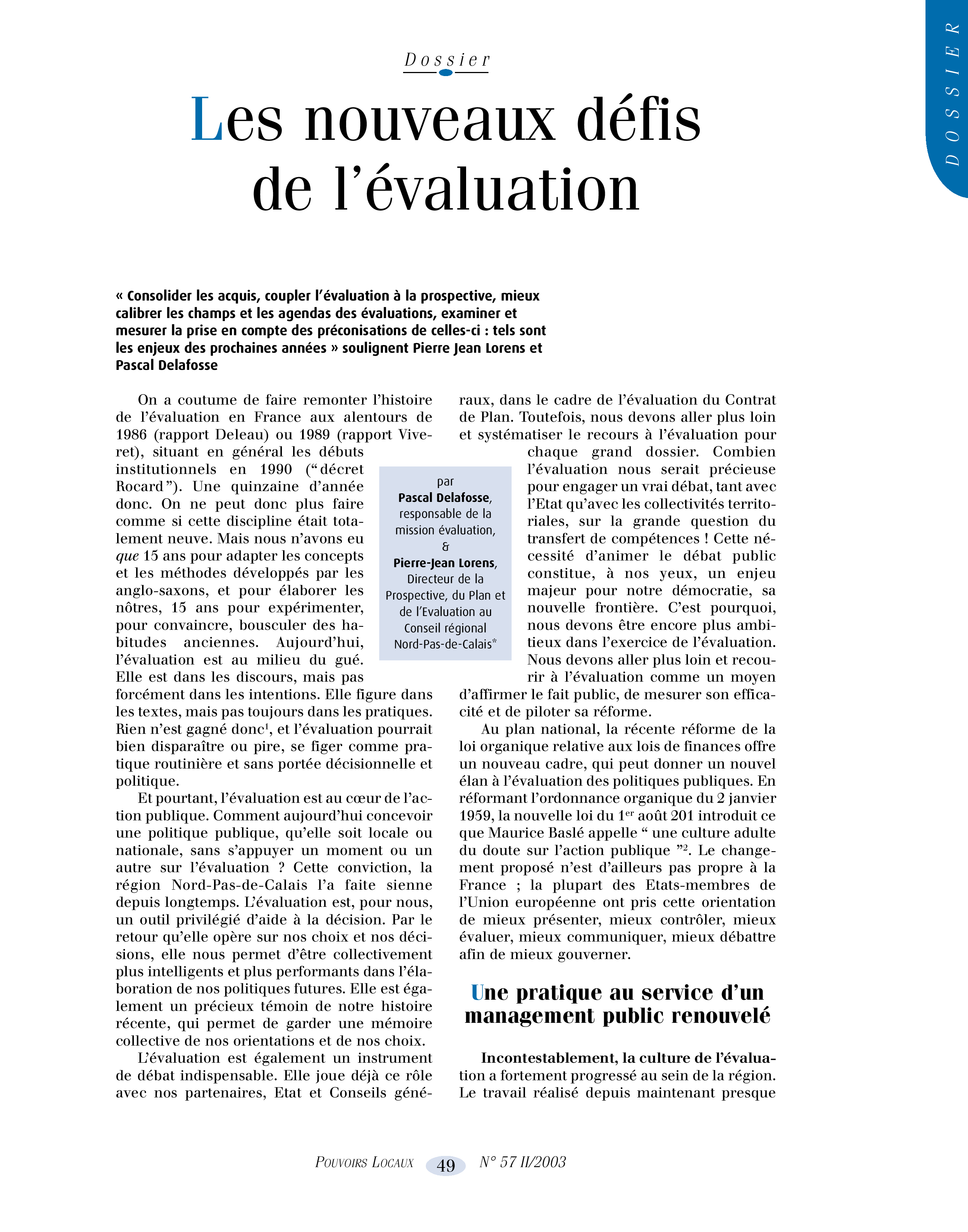 Article : Les nouveaux défis de l’évaluation