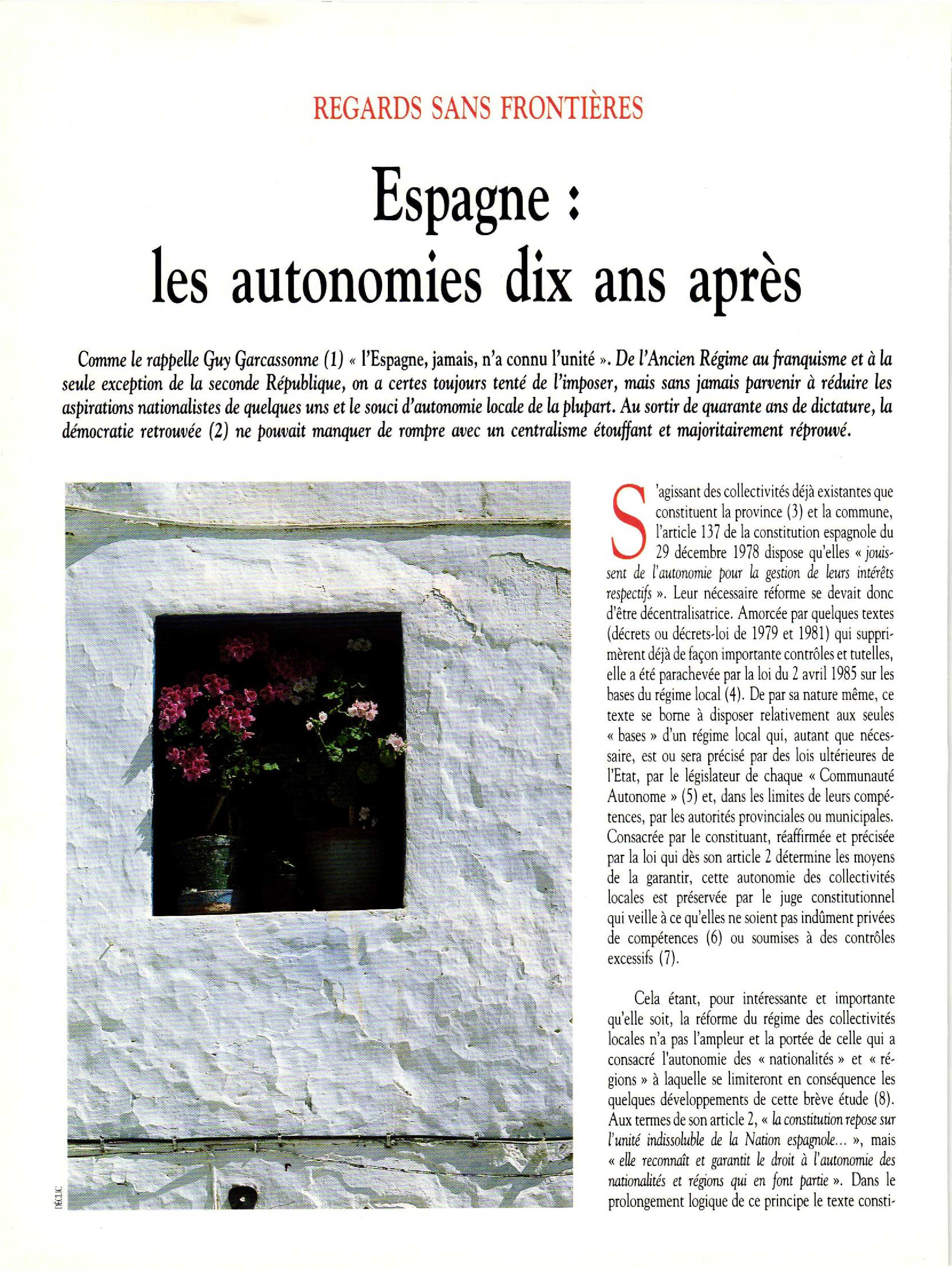 Article : Espagne : les autonomies 10 ans après
