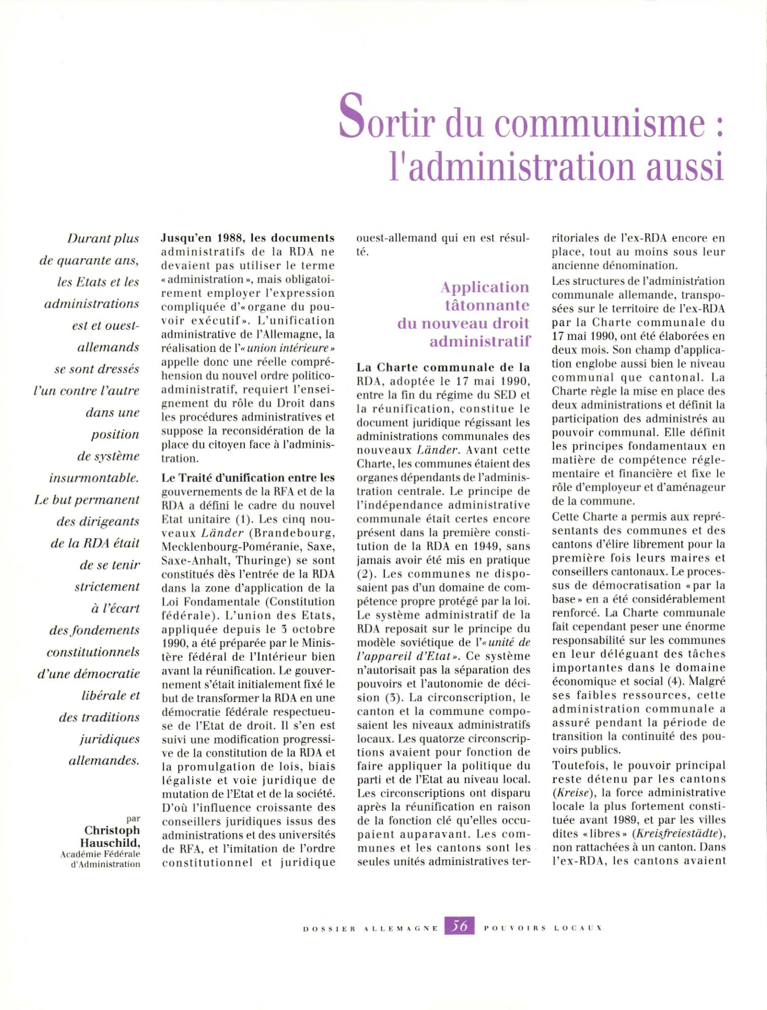 Article : Sortir du communisme : l’administration aussi