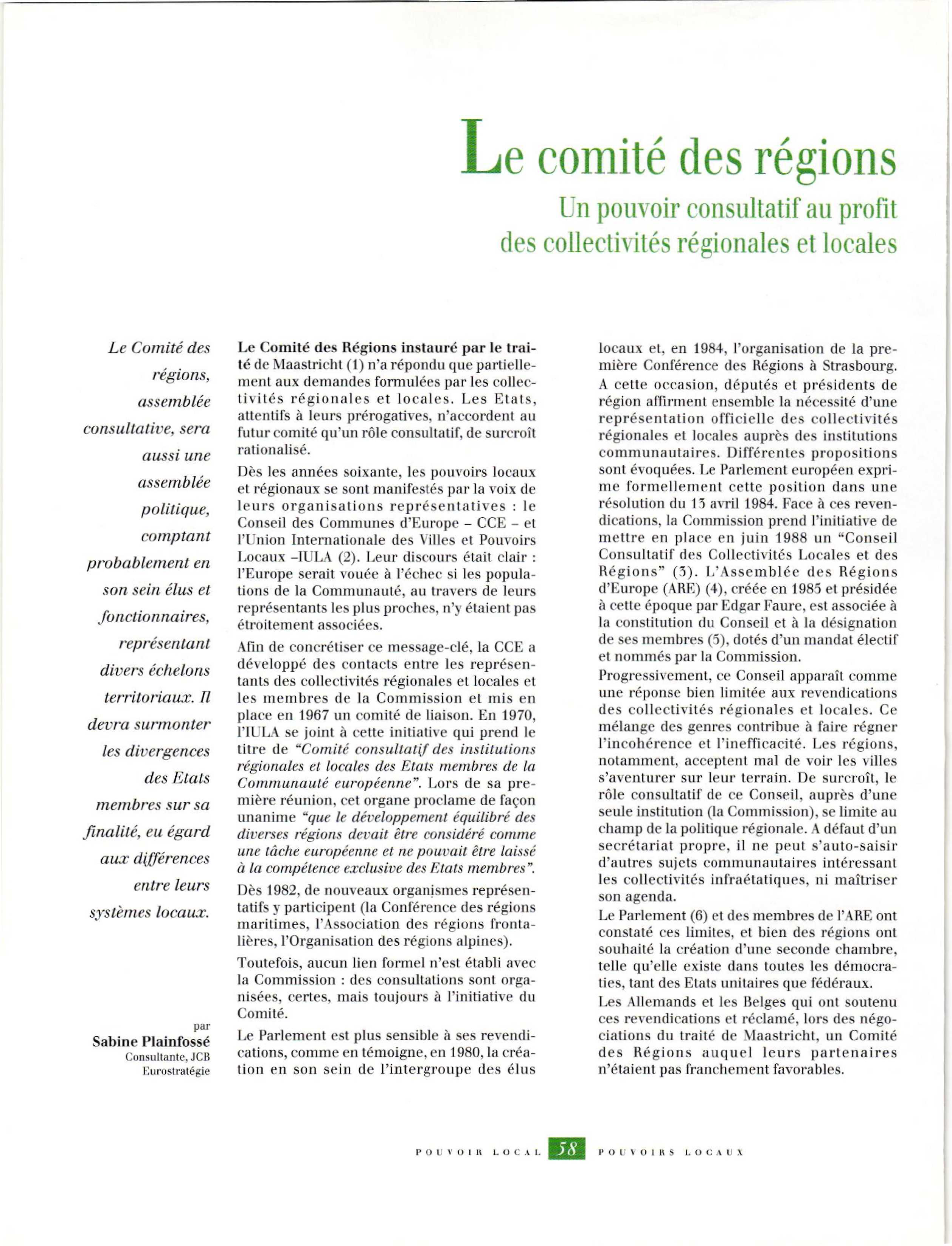 Article : Le comité des régions, un pouvoir consultatif au profit des collectivités régionales et locales