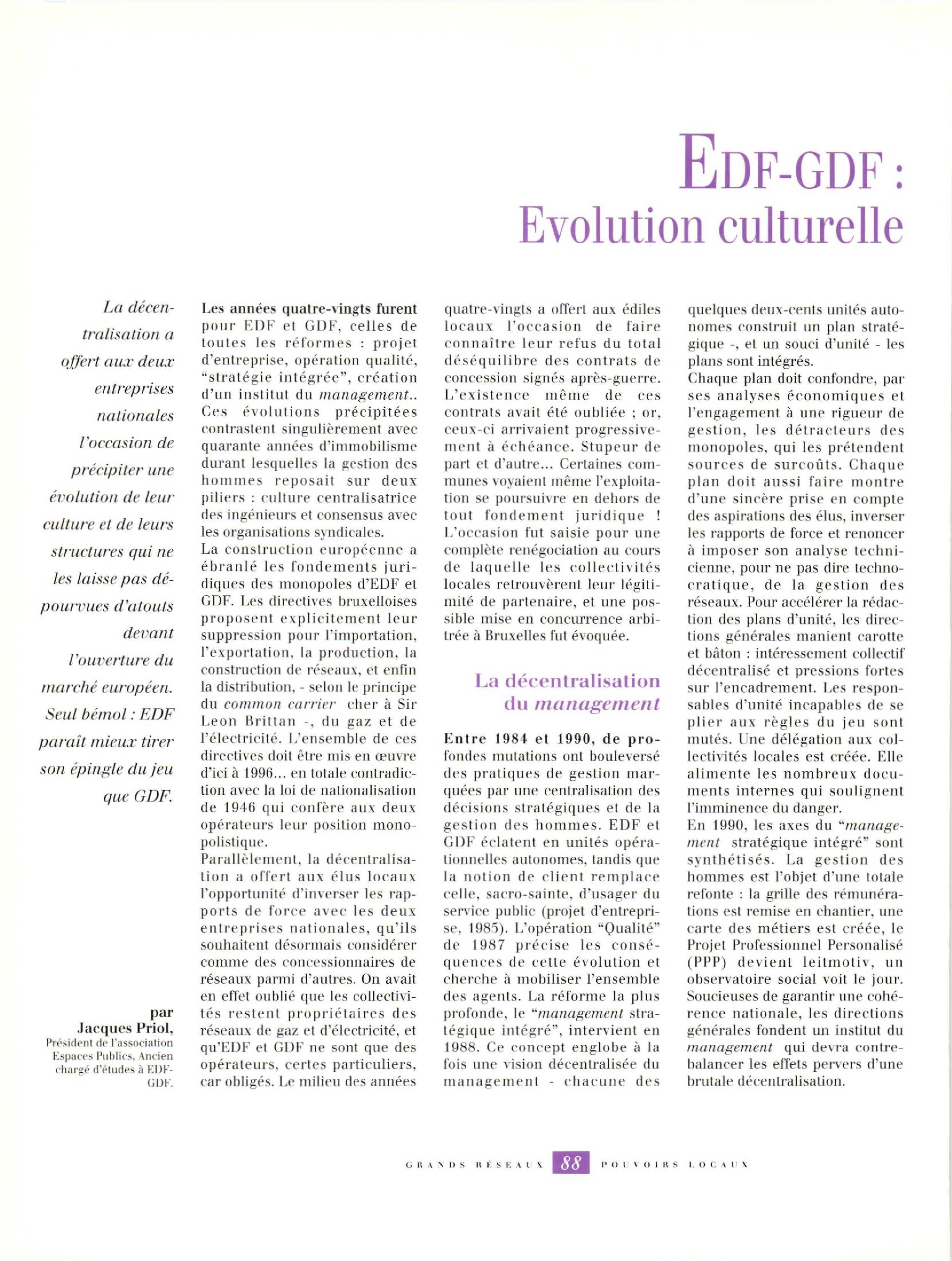 Article : EDF-GDF : évolution culturelle