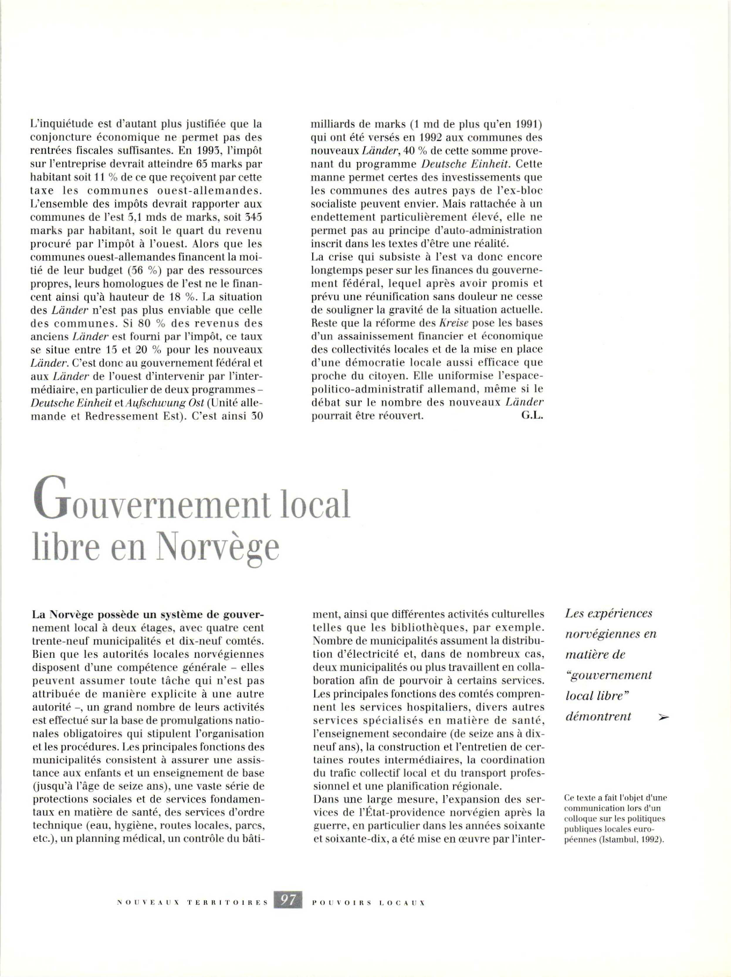 Article : Gouvernement local libre en Norvège