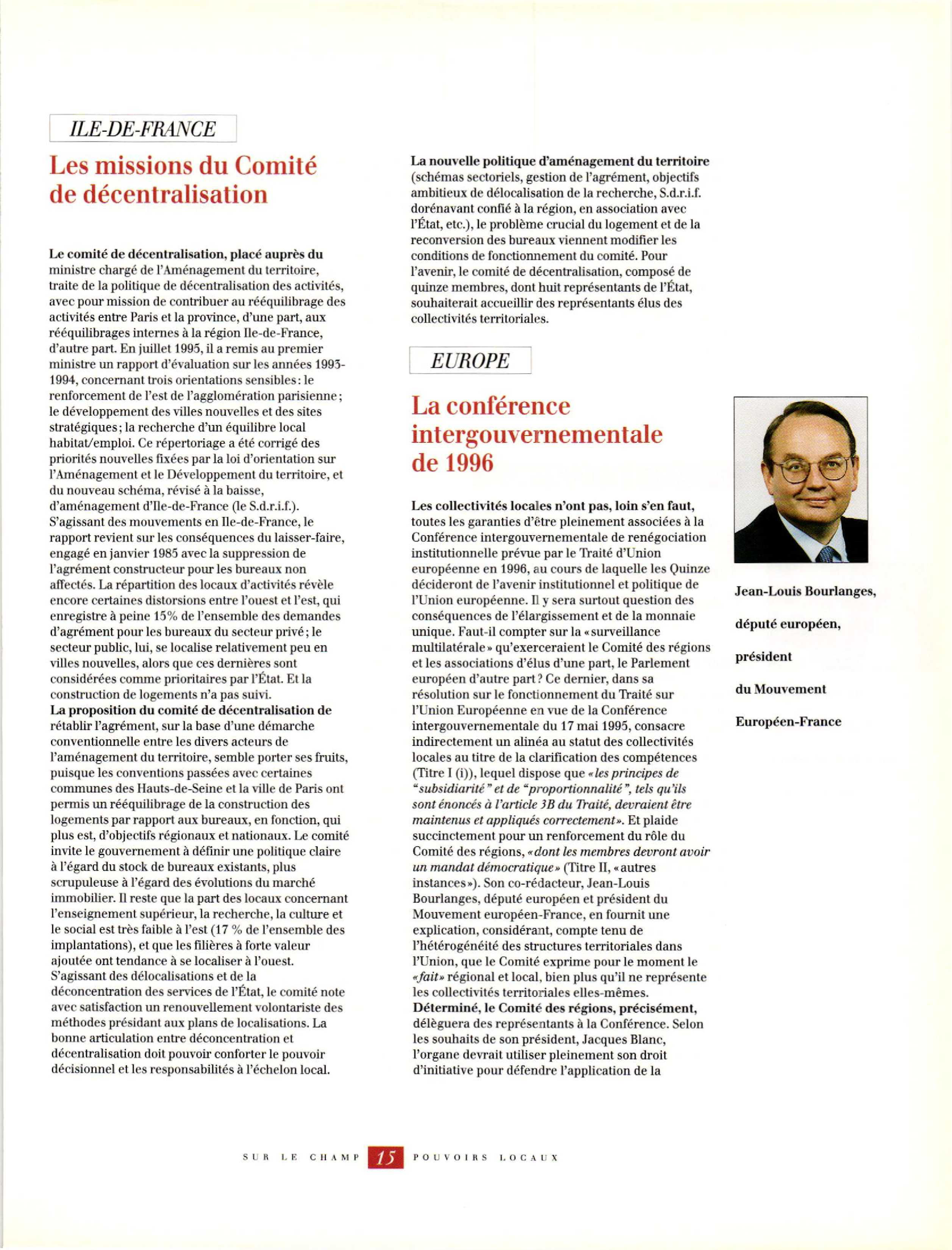 Article : La conférence intergouvernementale de 1996