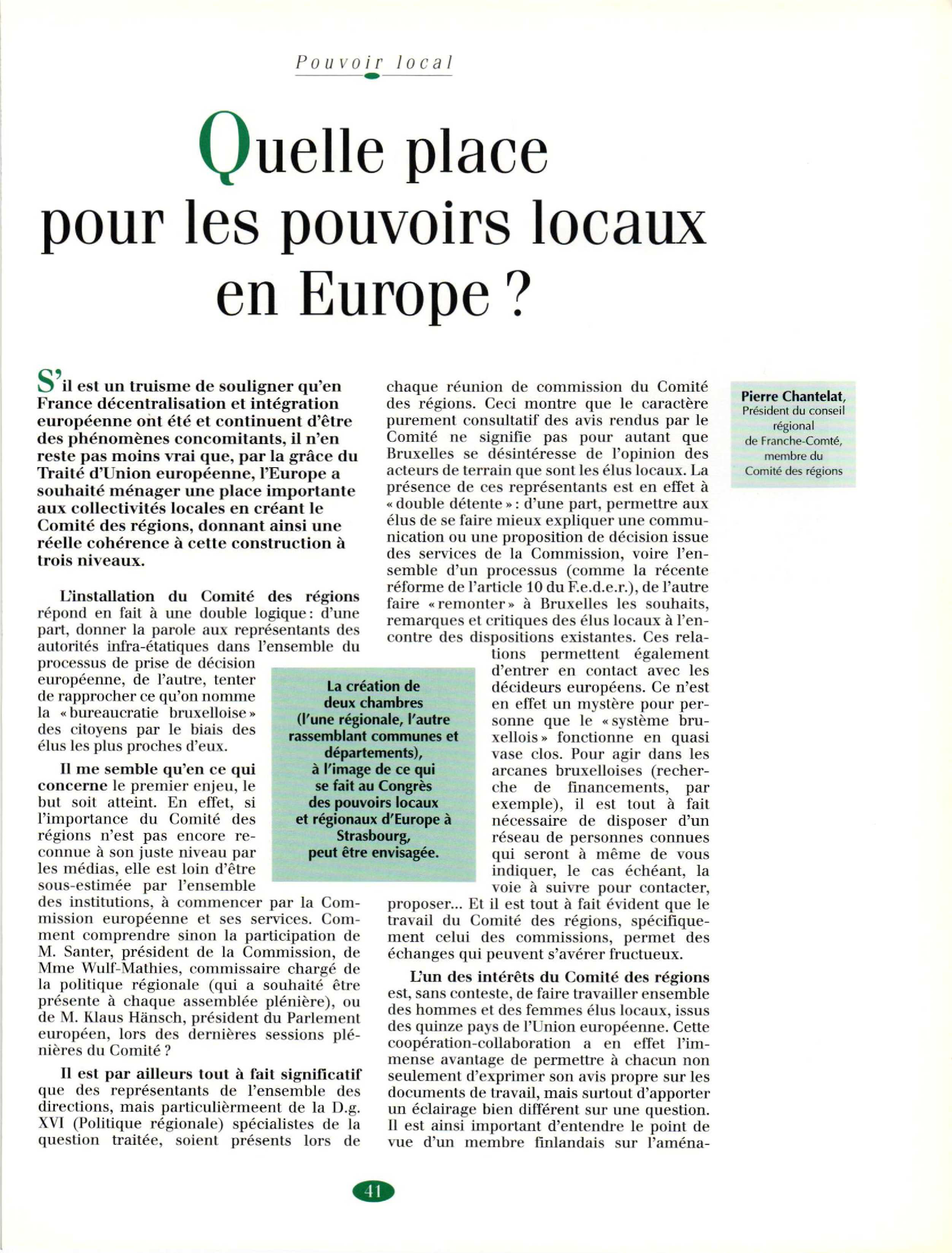 Article : Quelle place pour les pouvoirs locaux en Europe ?