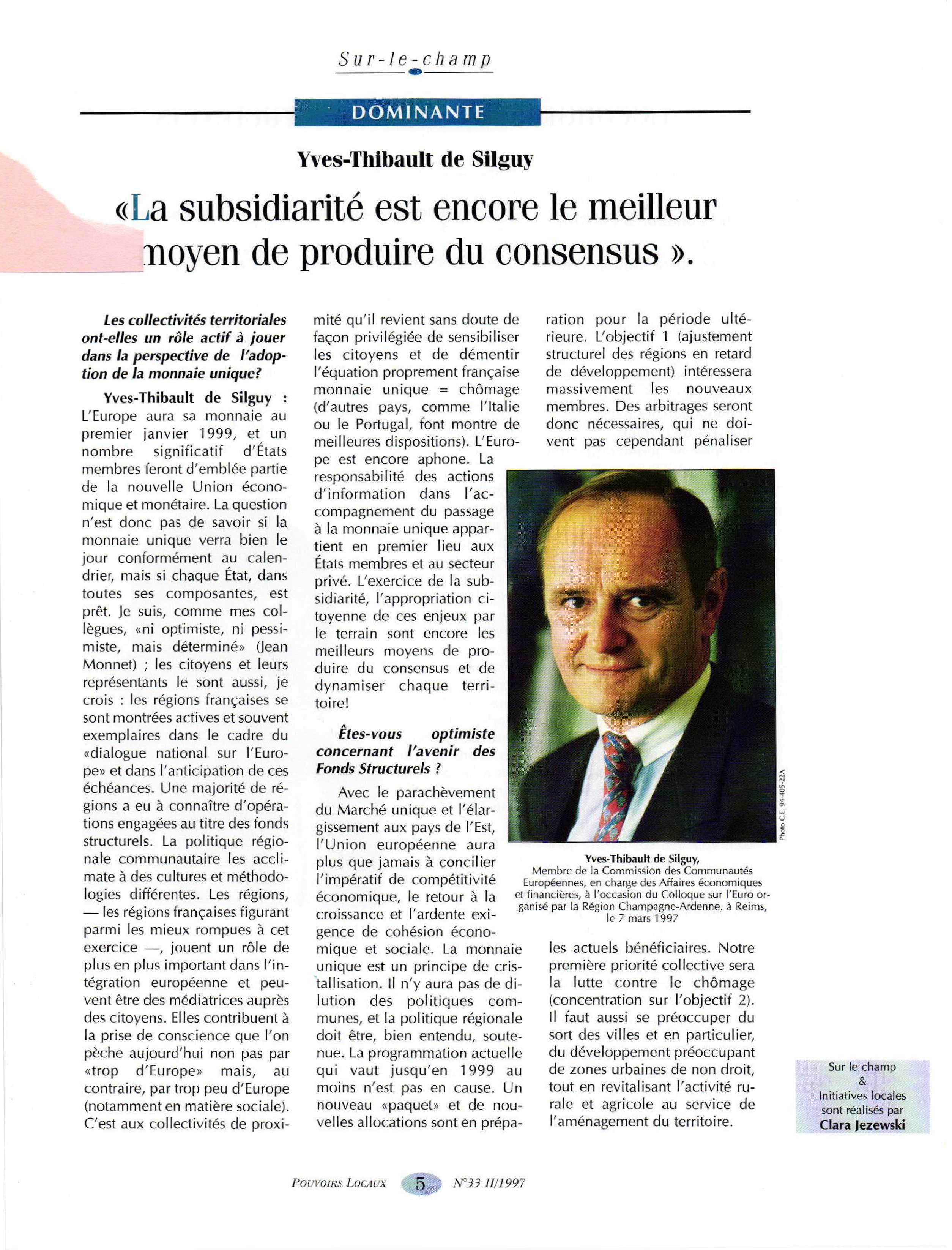 Article :  Entretien avec Yves-Thibault de Silguy