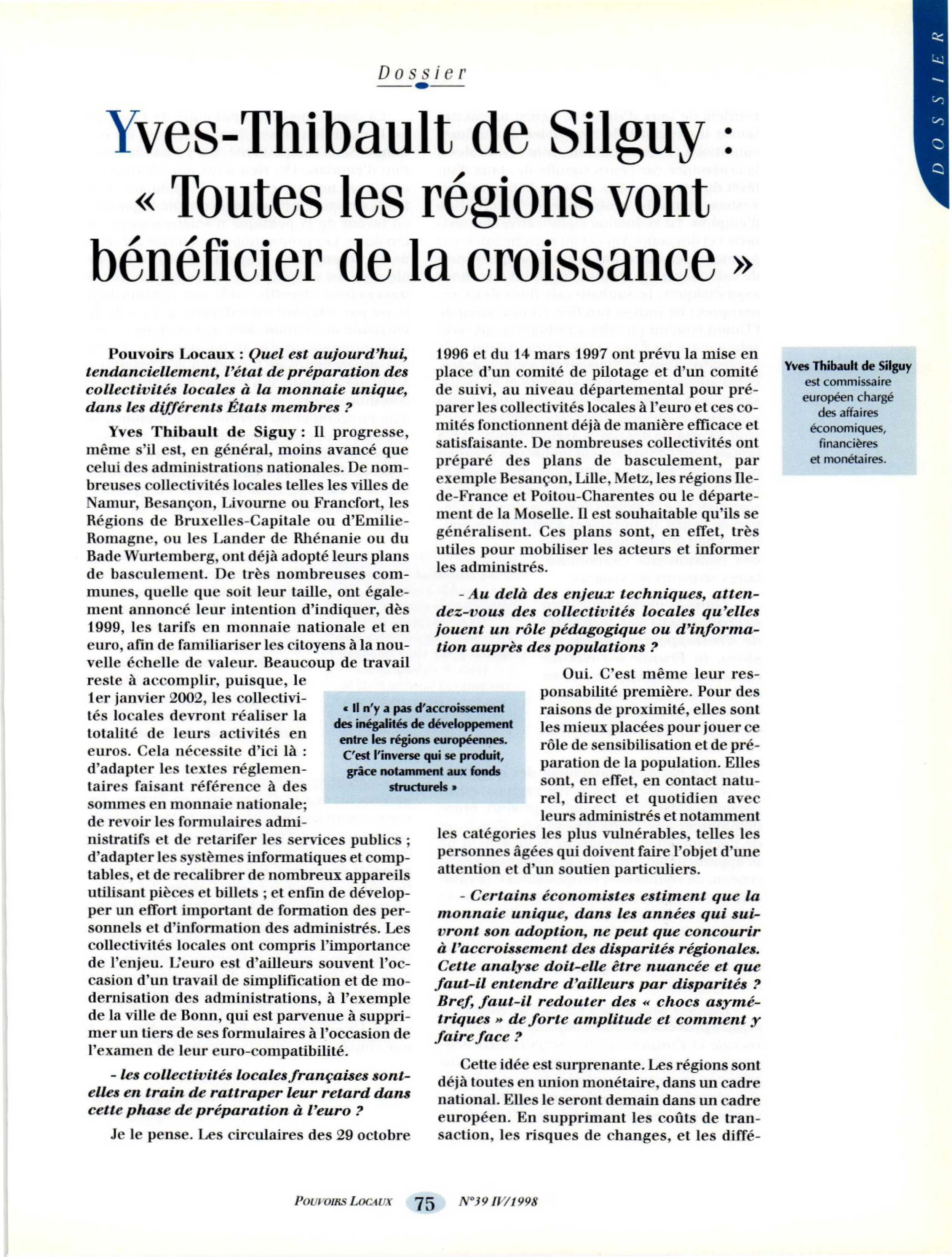 Article : Entretien avec Yves-Thibault de Silguy