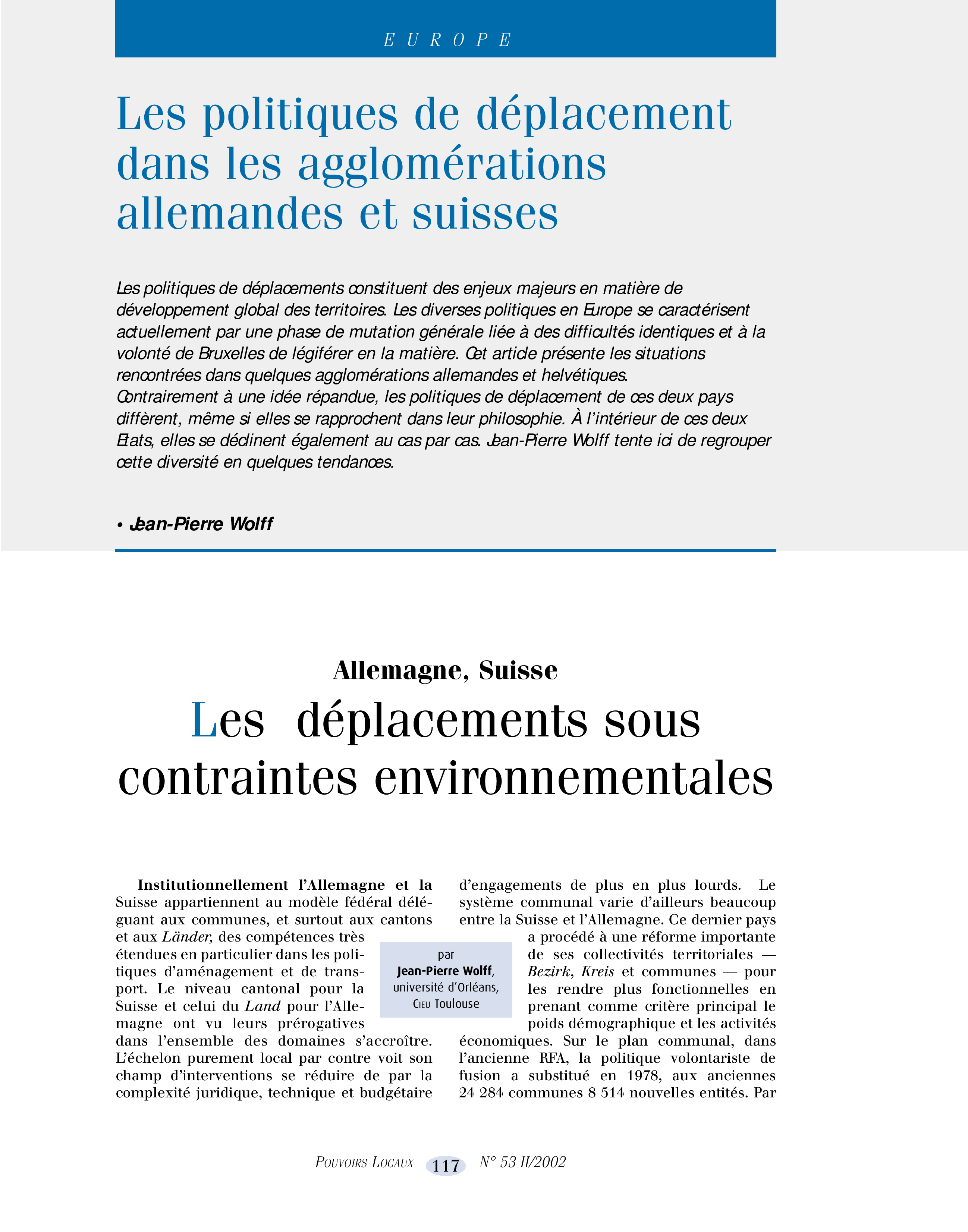 Article : Les déplacements sous contraintes environnementales